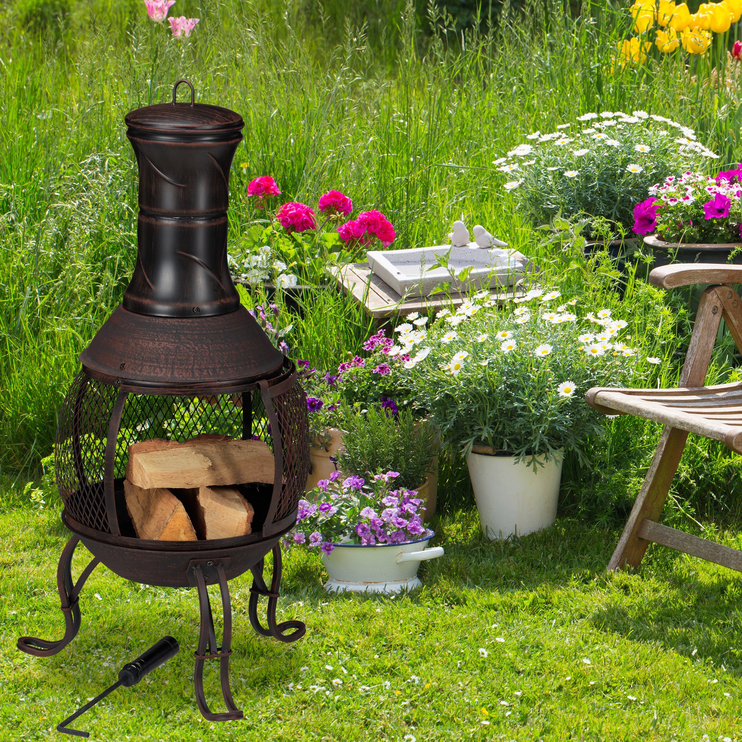relaxdays Feuerschale Aztekenofen für Garten rot-bronze günstig online kaufen