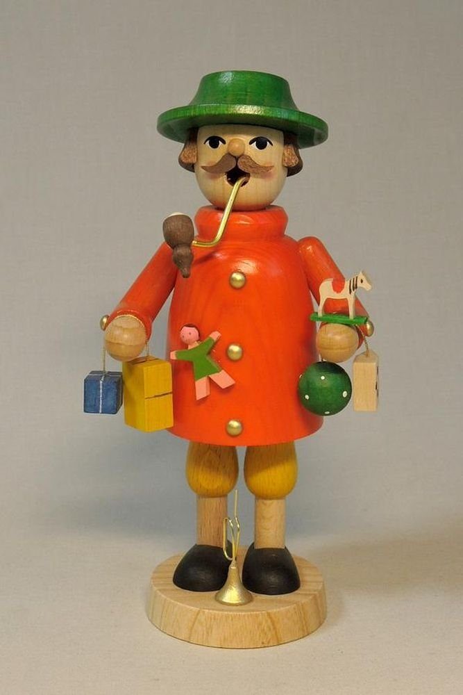 Erzgebirgische Volkskunst Richard Glässer GmbH Räuchermännchen Räucherfigur Spielzeughändler Höhe= 18cm NEU