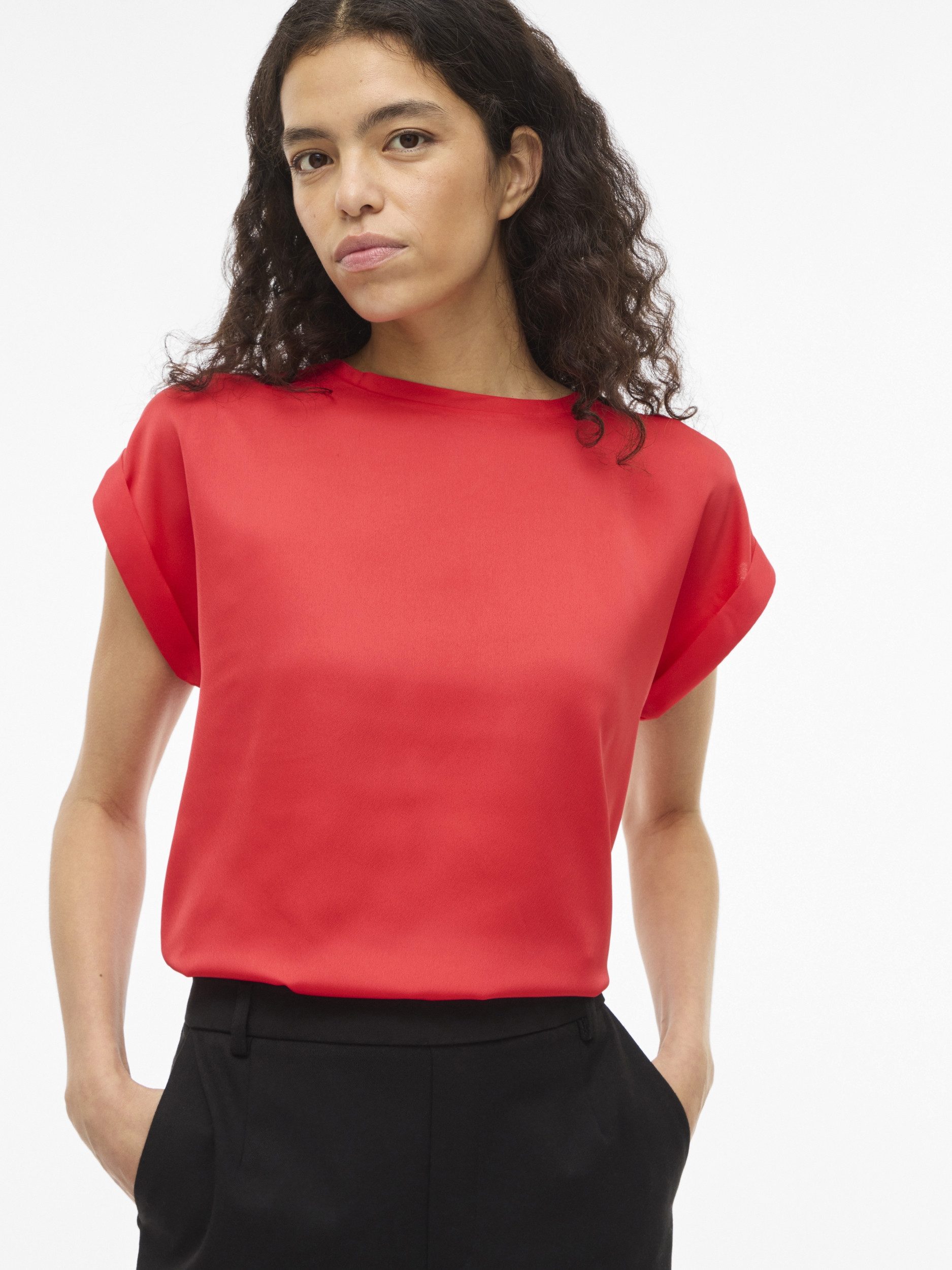 Vila Kurzarmbluse VIELLETTE S/S SATIN TOP - NOOS – Bild 5 von 5