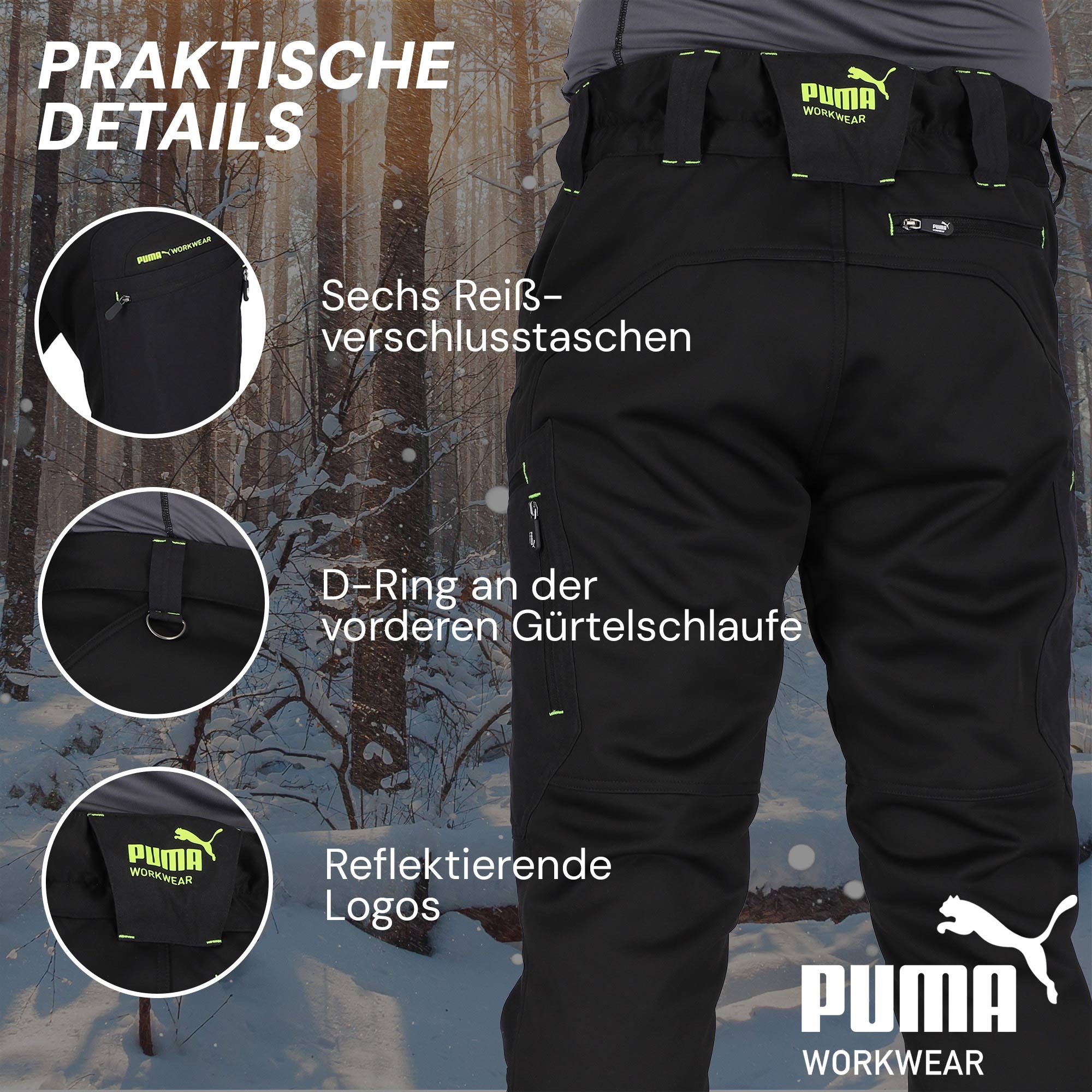 PUMA Workwear Arbeitshose ProOne Alpine gefütterte Hosen Herren - Outdoor Hosen für Herren Winddichte, Wasserabweisende & elastische Arbeitshose für den Winter
