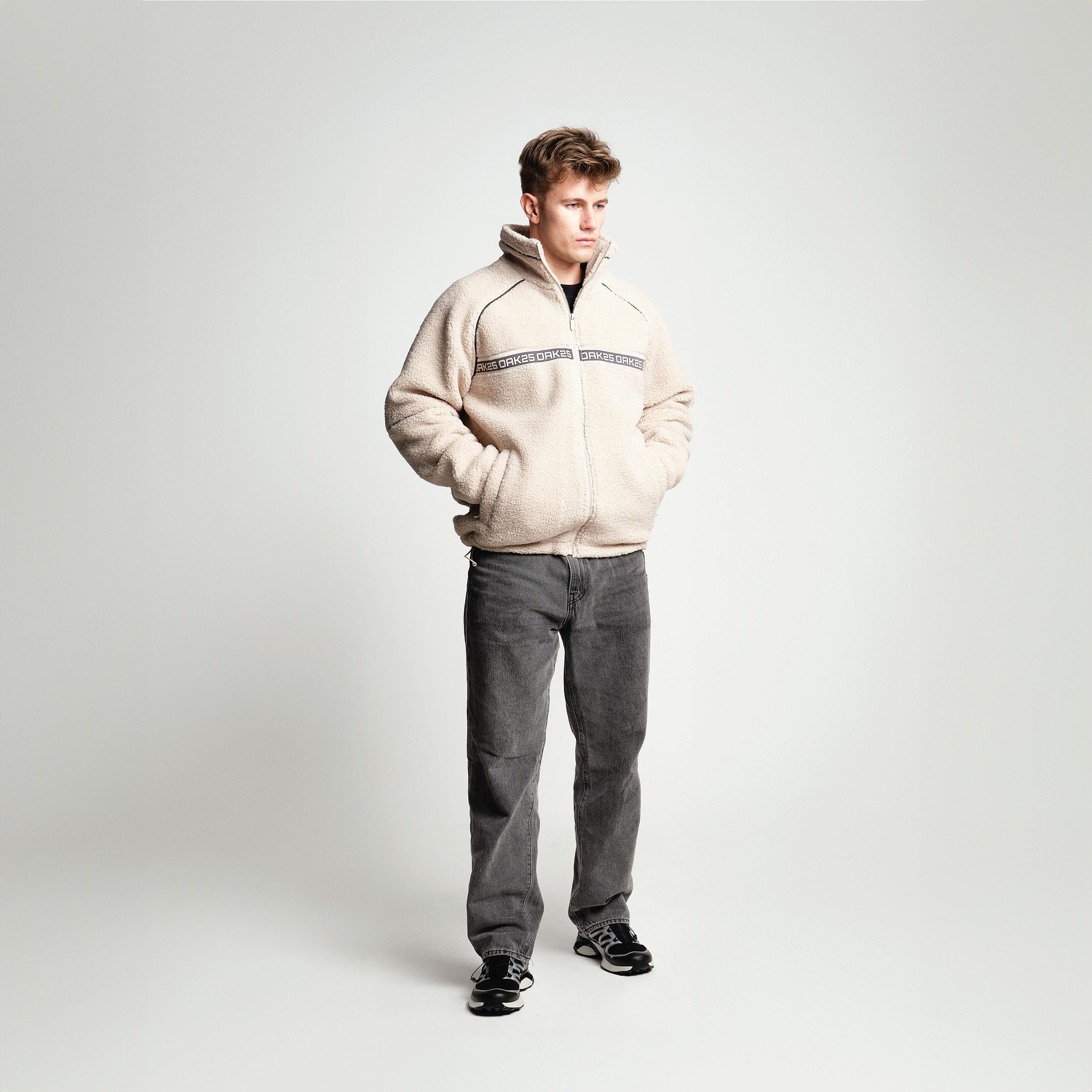 OAK25 Fleecejacke Everyday Fleece Teddy Fleecejacke reflektierend (1-St) Sherpa Fleece Jacke mit reflektierenden Elementen