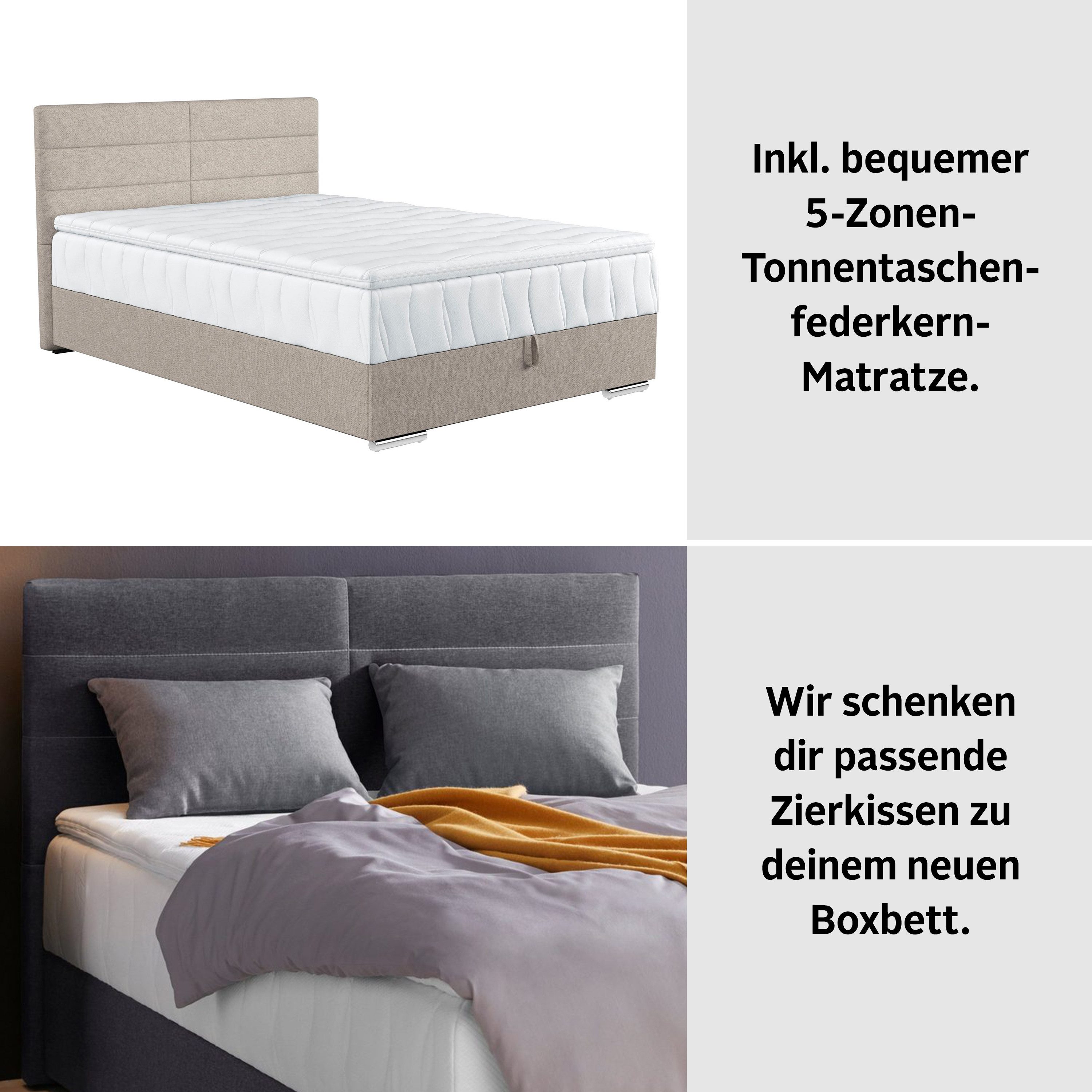 COTTA Boxbett Tom mit Bettkasten, Topper und Zierkissen, Bestseller, Unser Dauertiefpreis