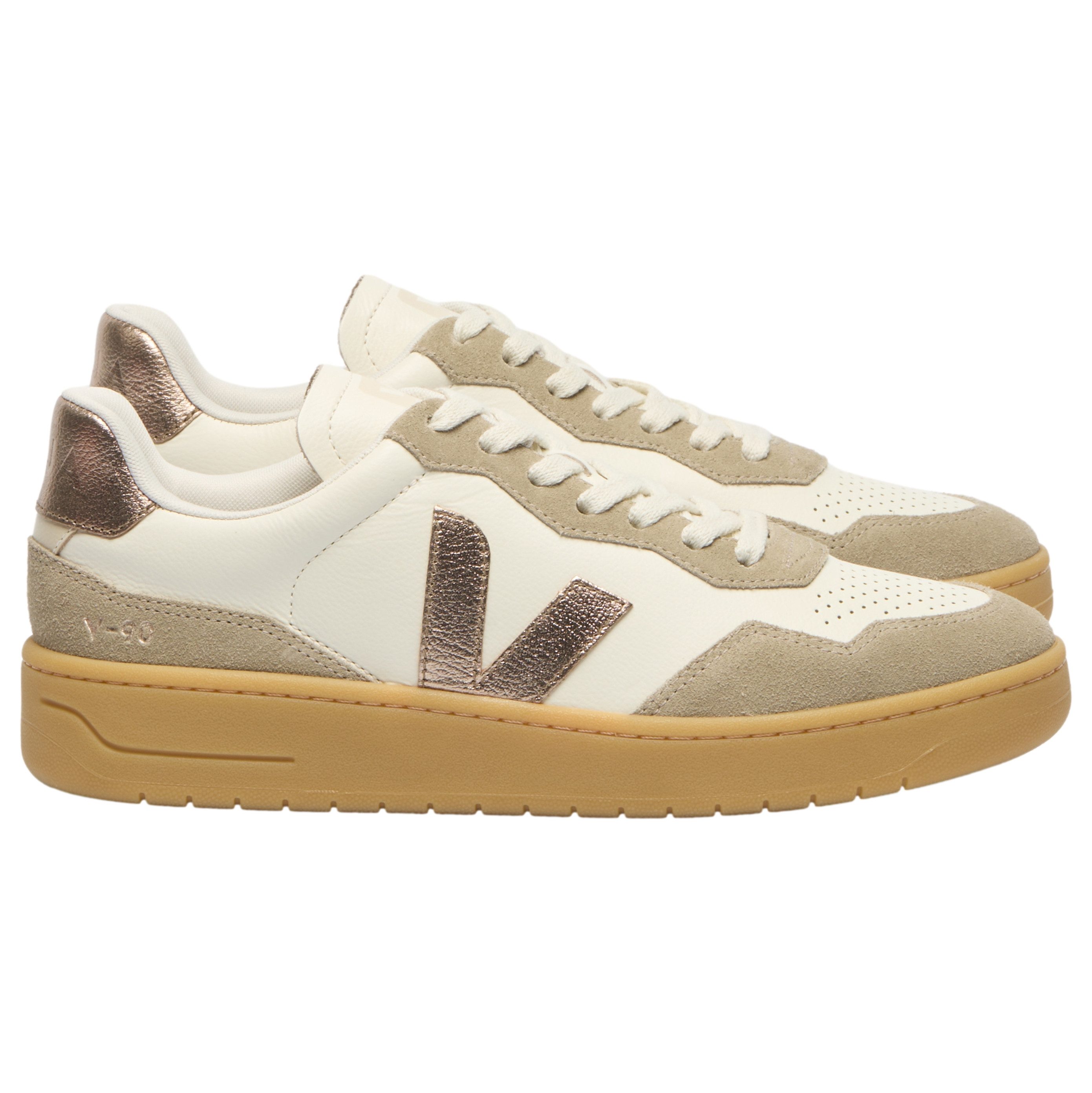 VEJA Damen-Sneaker V-90 OT Leather Pure Bronze Natural Sneaker