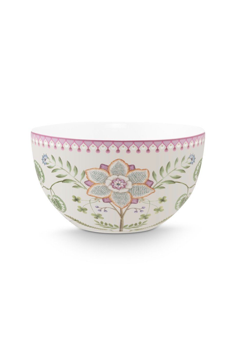 PiP Studio Schale Lily&Lotus Bowl weiss/bunt 18cm, Porzellan, (Bowls), Bowl Lily&Lotus Off White 18cm