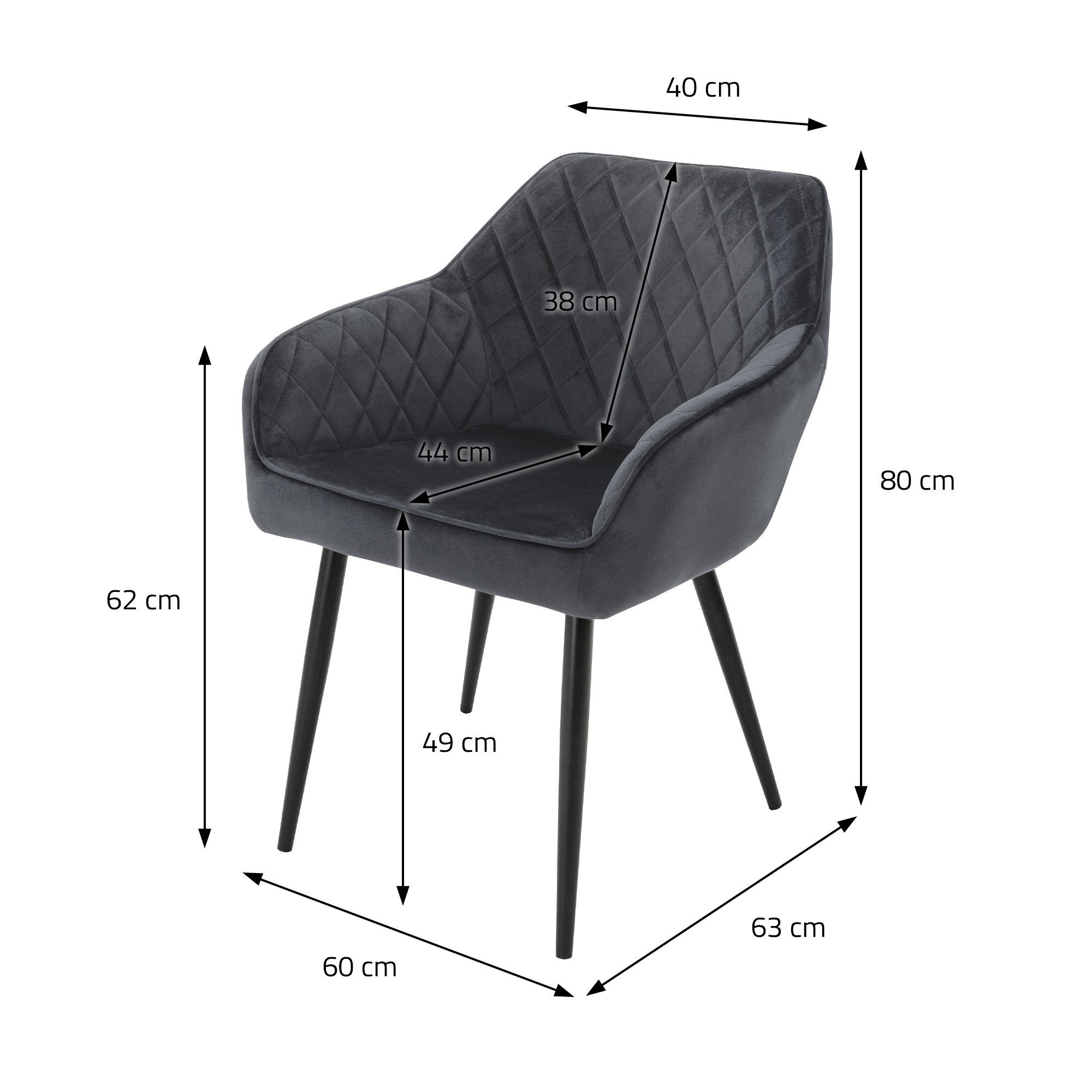 ML-DESIGN 4er Anthrazit Wohnzimmerstühle Polsterstuhl Samt Esszimmerstühle Set Stuhl