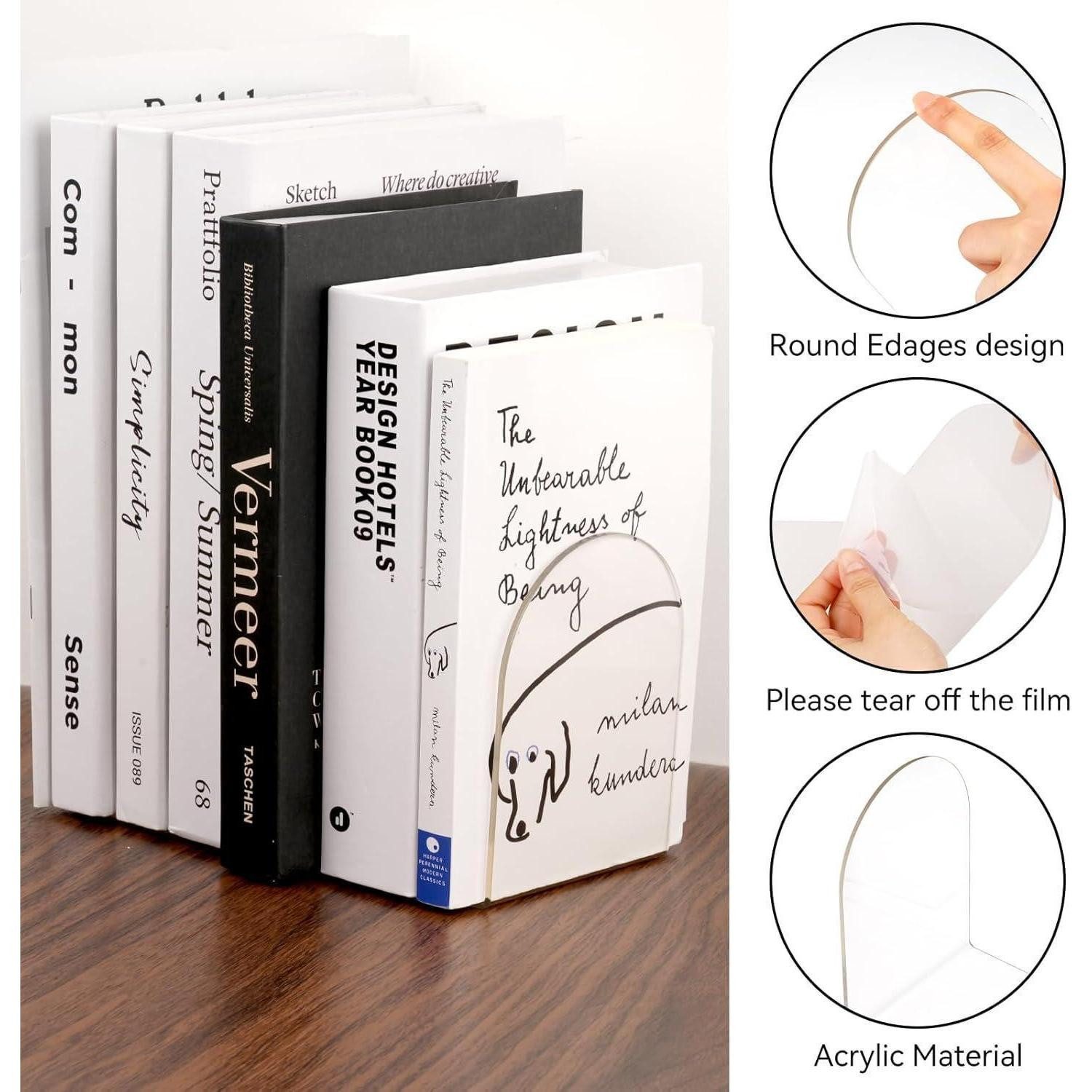 LuxusKollektion Buchstütze Buchstütze Acryl Transparent 2er Pack 80 x 70 x 130mm Bücherhalter