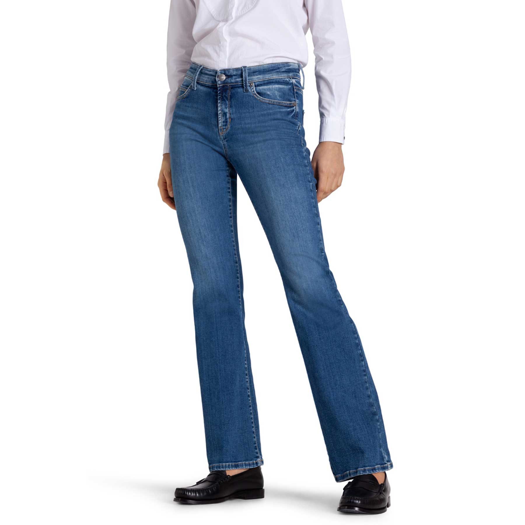 Cambio 5-Pocket-Jeans CAMBIO Jeans PARIS FLARED Mid Waist - Medium Contrast Splinted