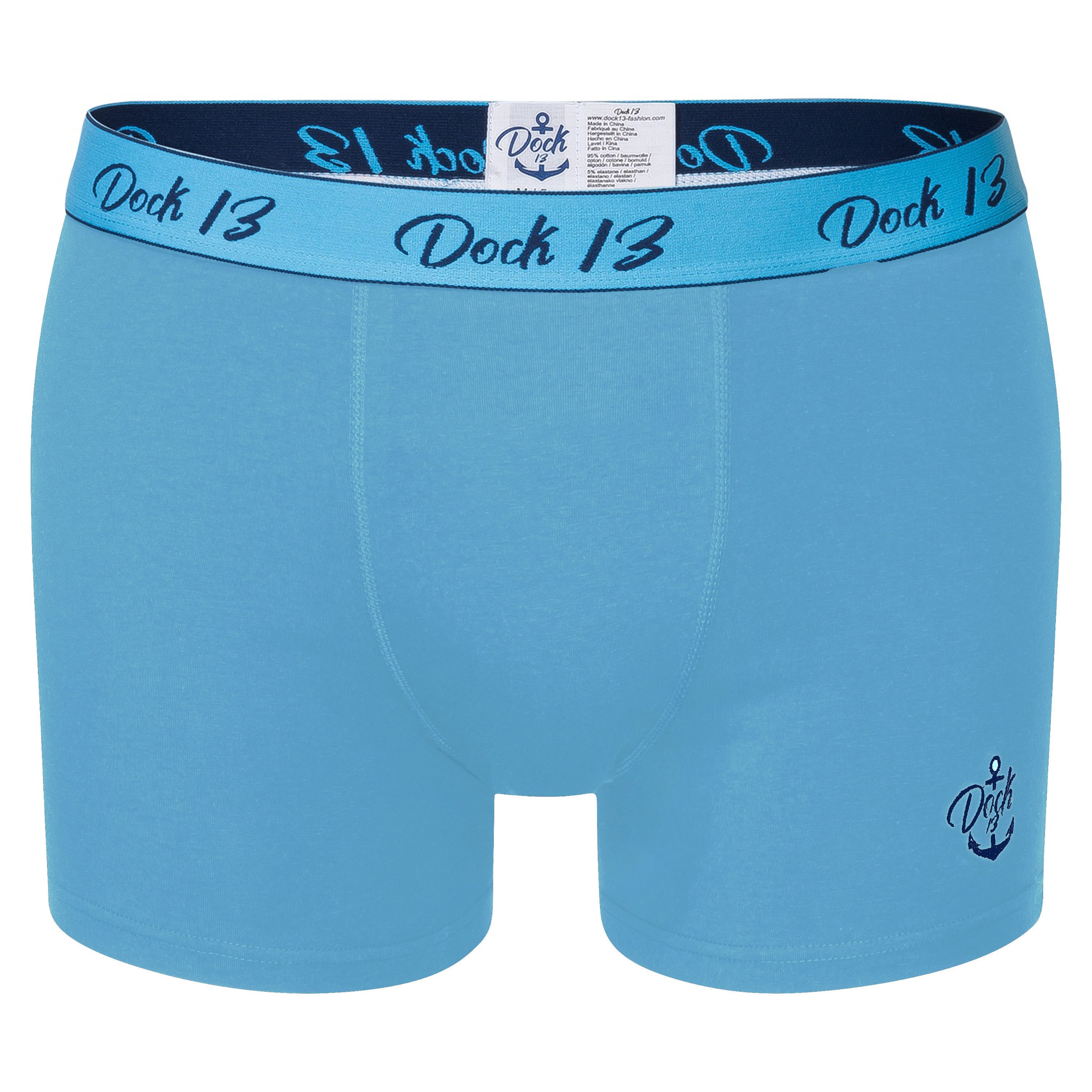 Boxershorts Dock13 Herren Boxershorts Maritim (2er Pack) Blau mit Muster - Medium