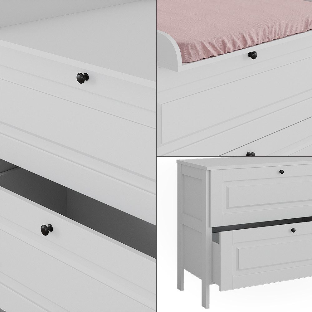 VitaliSpa® wrap chest Ajaton, white, 108 x 98 cm with 2 drawers