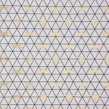 Vorhang SCHÖNER LEBEN. Vorhang Dreiecke weiß schwarz Libelle gold 245cm, SCHÖNER LEBEN., Smokband (1 St), blickdicht, handmade, made in Germany, vorgewaschen