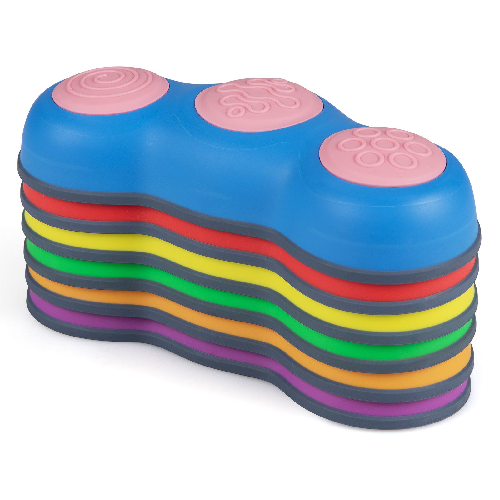 COSTWAY Stapelspielzeug Balanciersteine für Kinder Trittsteine stapelbar in Erbsenform, (6-tlg)