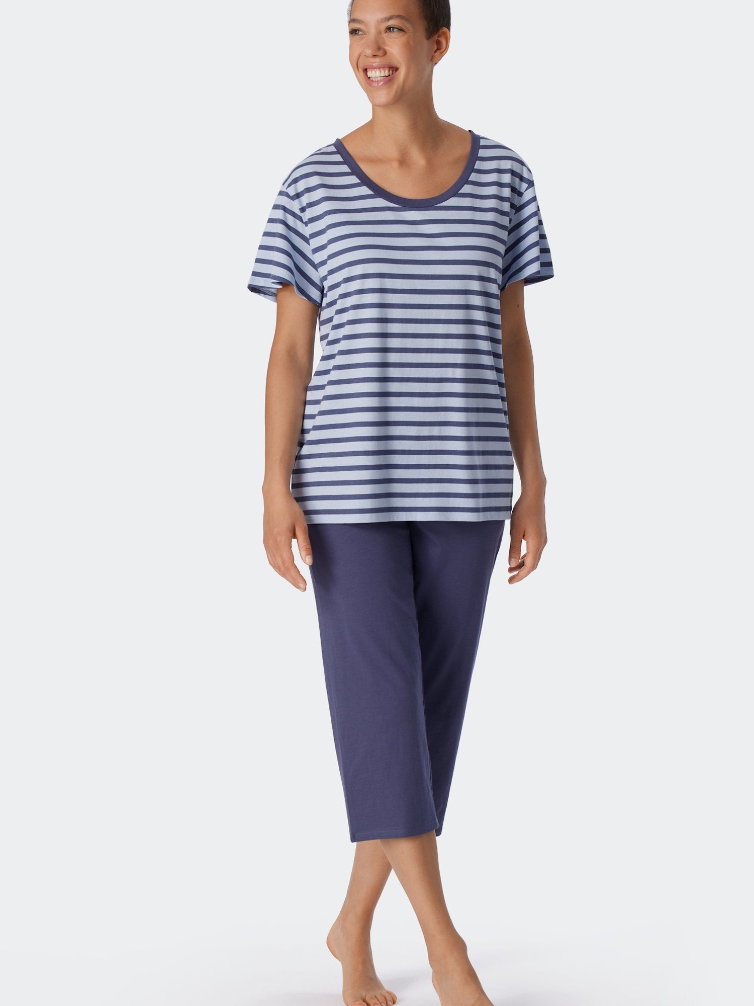Stripes Essential Pyjama Schiesser blau