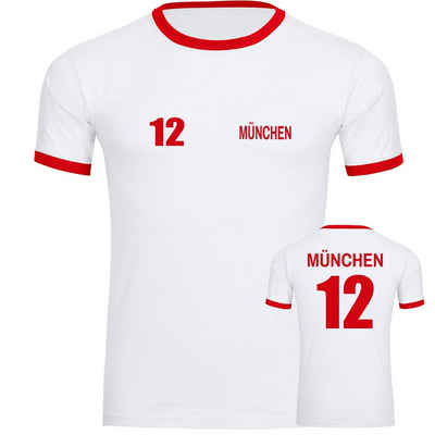 multifanshop T-Shirt Kontrast München rot - Trikot 12 - Männer