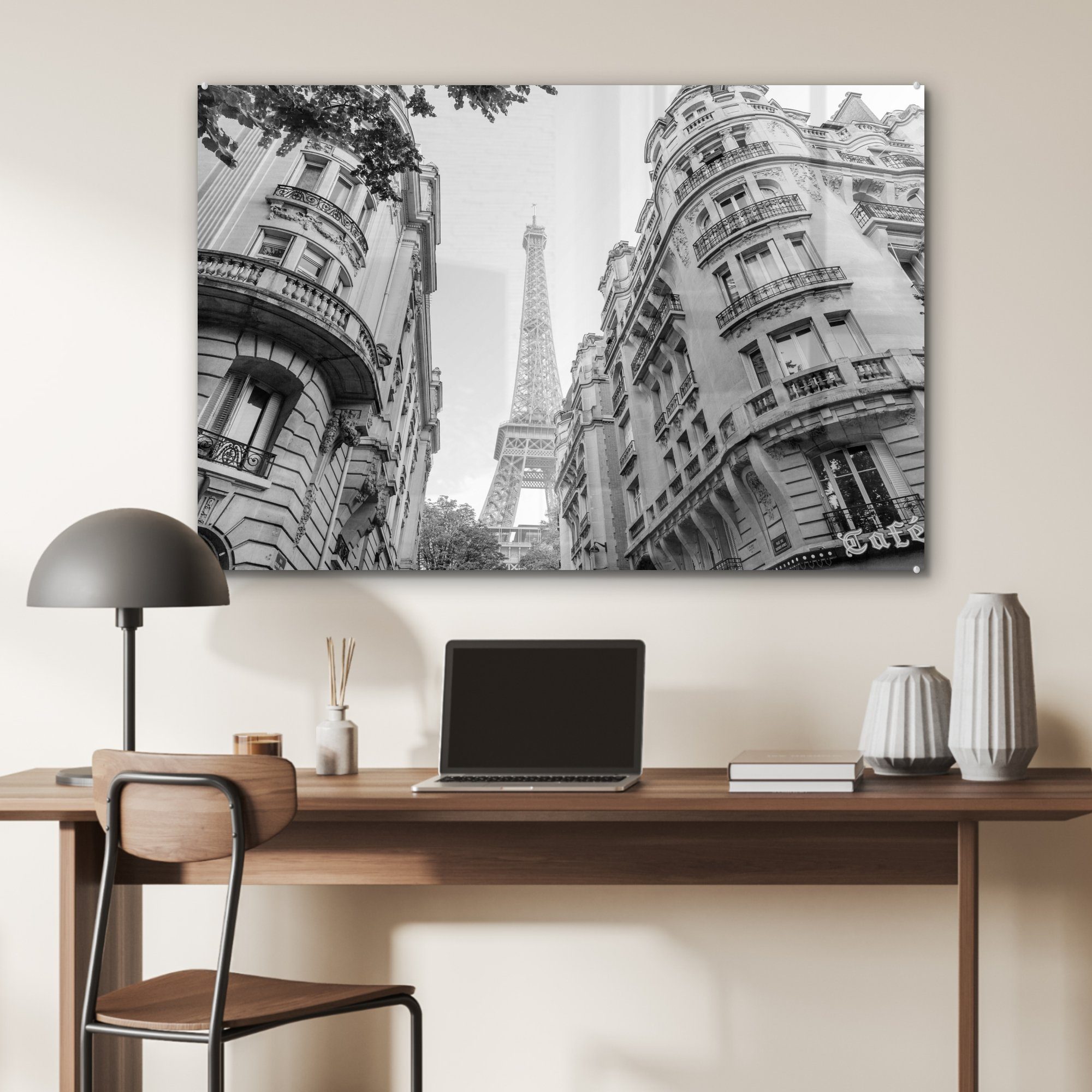 - Frankreich MuchoWow (1 Schwarz Schlafzimmer - Weiß Eiffelturm, Acrylglasbilder Acrylglasbild St), Wohnzimmer - &