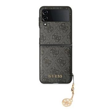 Guess Handyhülle Case für Galaxy Z Flip 4 goldfarbige Kette grau 6,7 Zoll, Kantenschutz