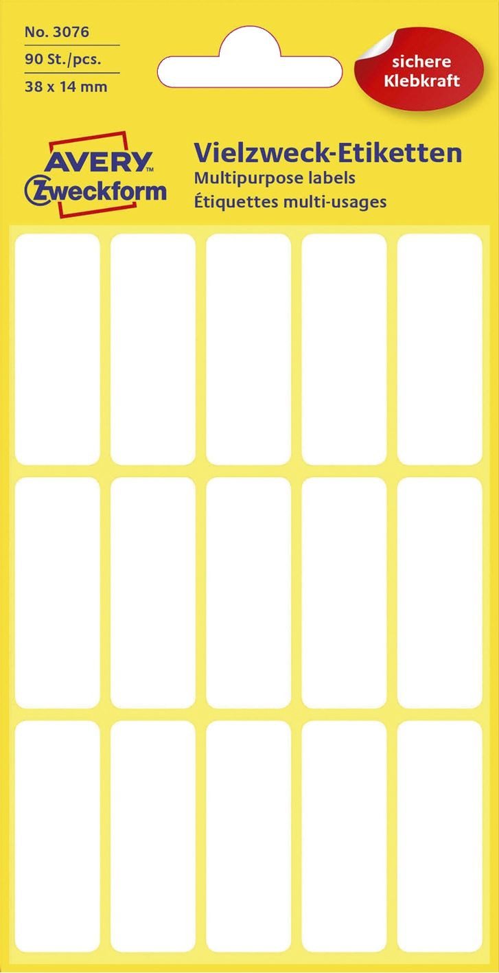 Avery Zweckform Etikett 3076 3076 Mini-Organisations-Etiketten 38 x 14 mm 6 Blatt/90 Etiketten