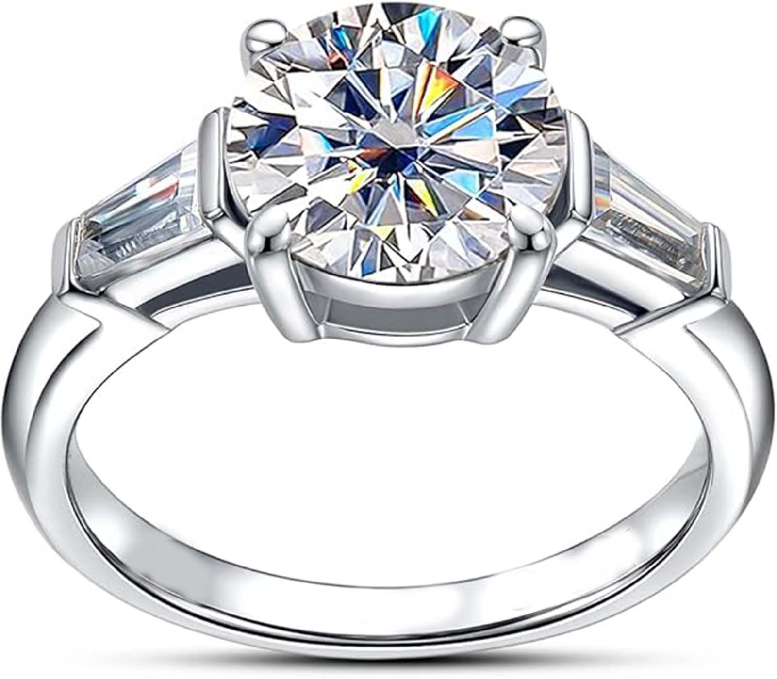 Jumpeak Diamantring 3ct E VVS2 3ex, 14K Weißgold Labordiamantenring, Verlobungsring, Brillantschliff-Diamant,Mutter Tochter Geschenk,Labordiamant 3 Karat