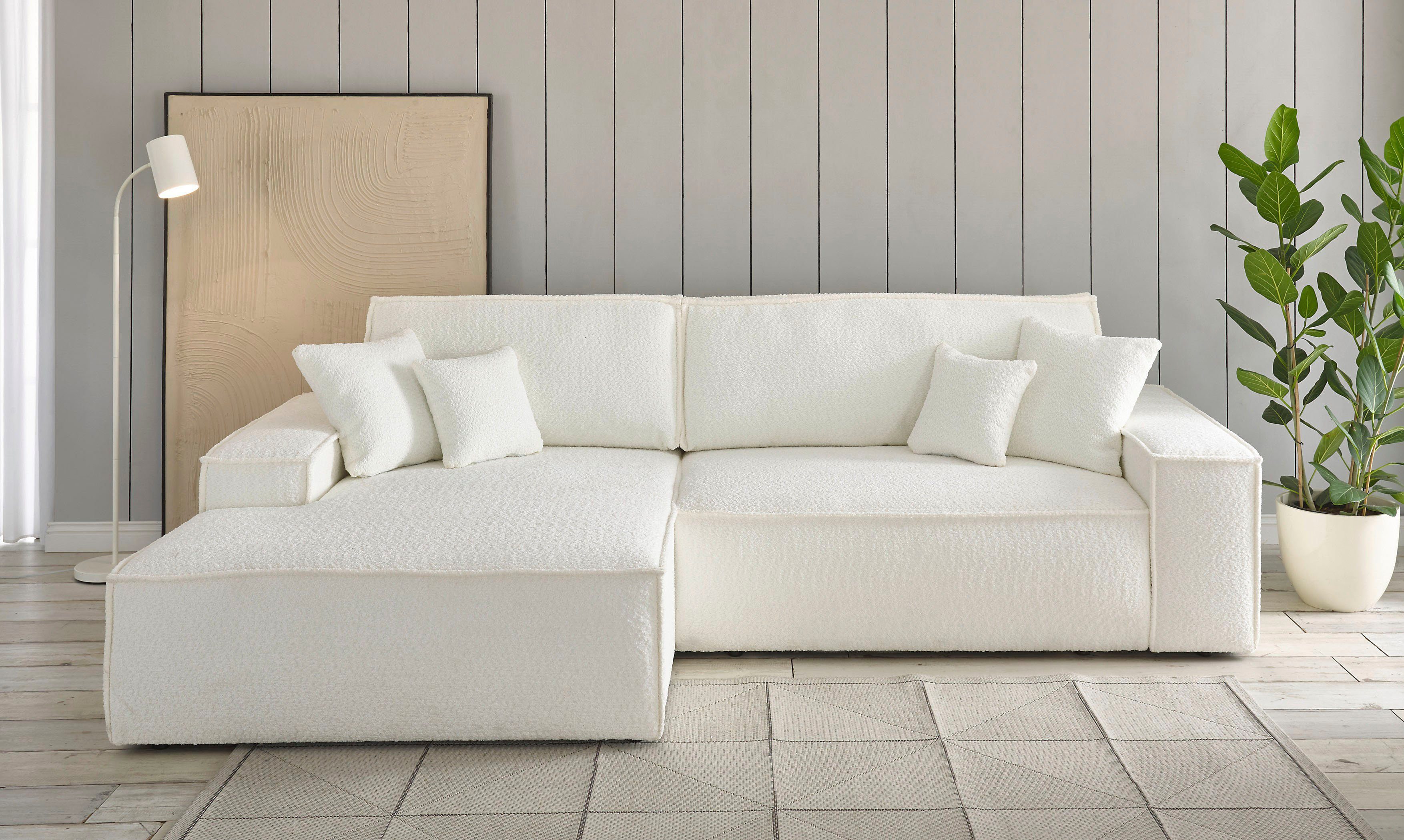 OTTO home Ecksofa FINNLEY Schlafsofa 267 cm, L-Form mit Schlaffunktion & Be günstig online kaufen