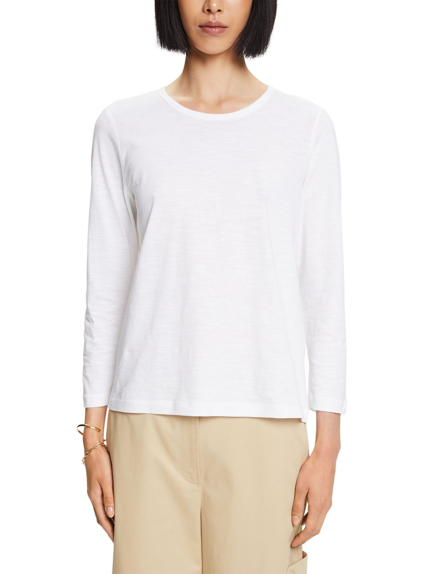 Longsleeve, WHITE 3/4-Arm-Shirt % Baumwolle Esprit 100