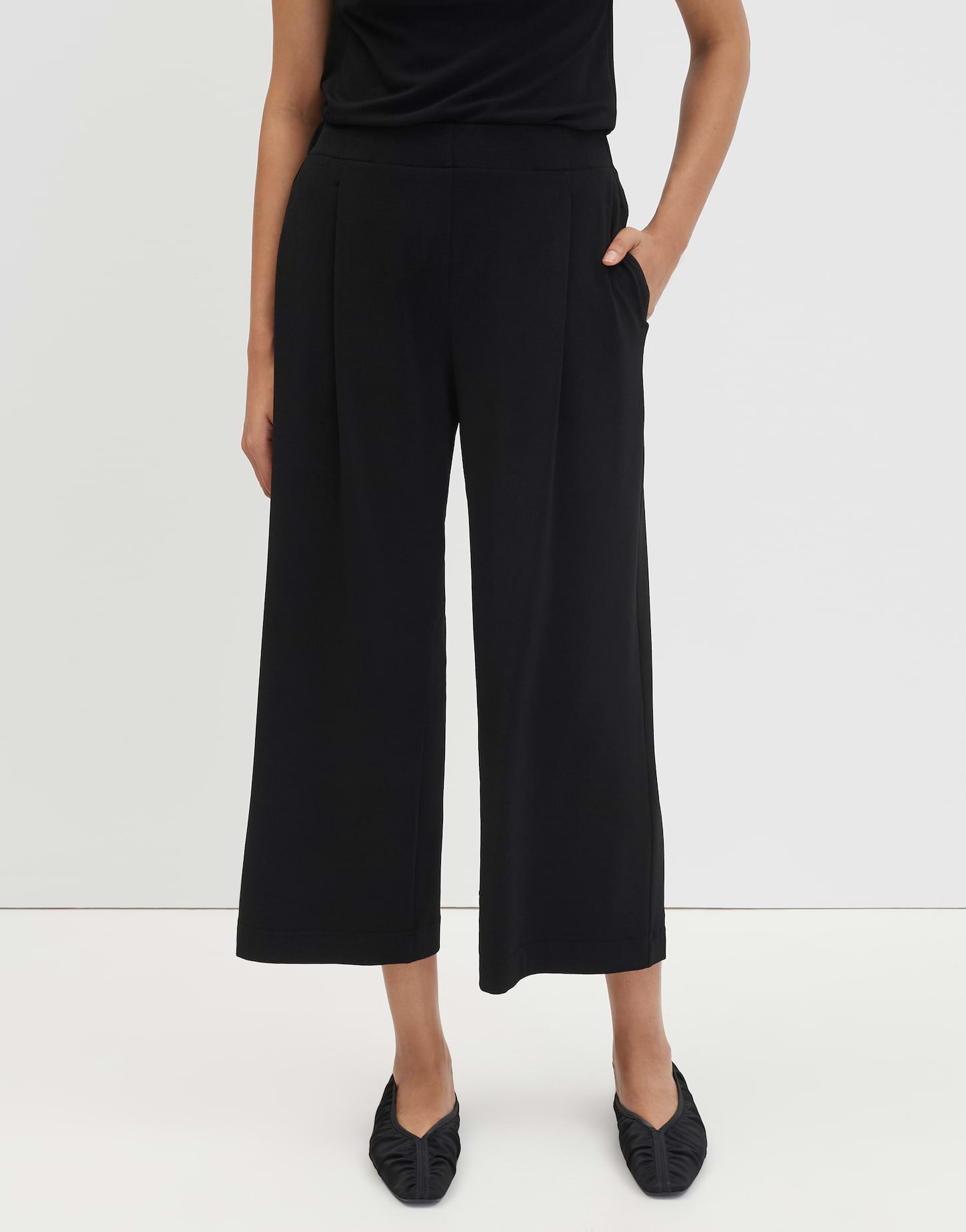 Culotte Celasto wide aus Jersey mit Kreppstruktur