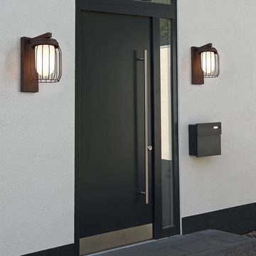 etc-shop LED Wandleuchte, Leuchtmittel inklusive, Warmweiß, Wandleuchte Außen mit Bewegungsmelder rost LED Außenlampe rustikal