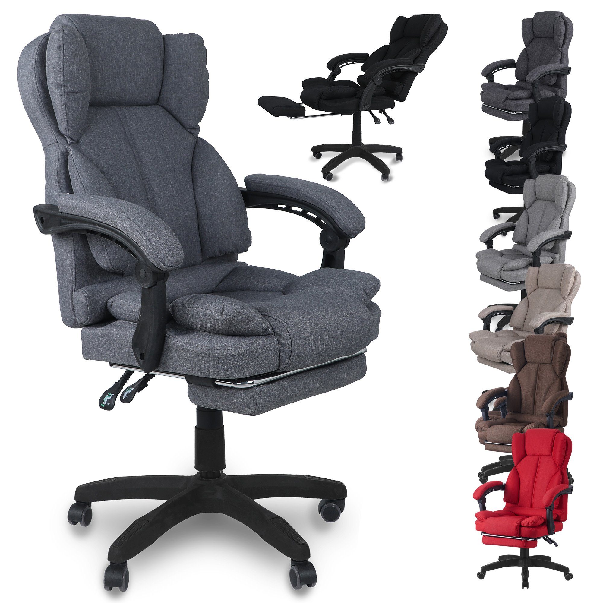 TRISENS Chefsessel Ares (einzeln), Stoff-Design in Bürostuhl Office Home Armlehnen Schwarz mit flexiblen Chair