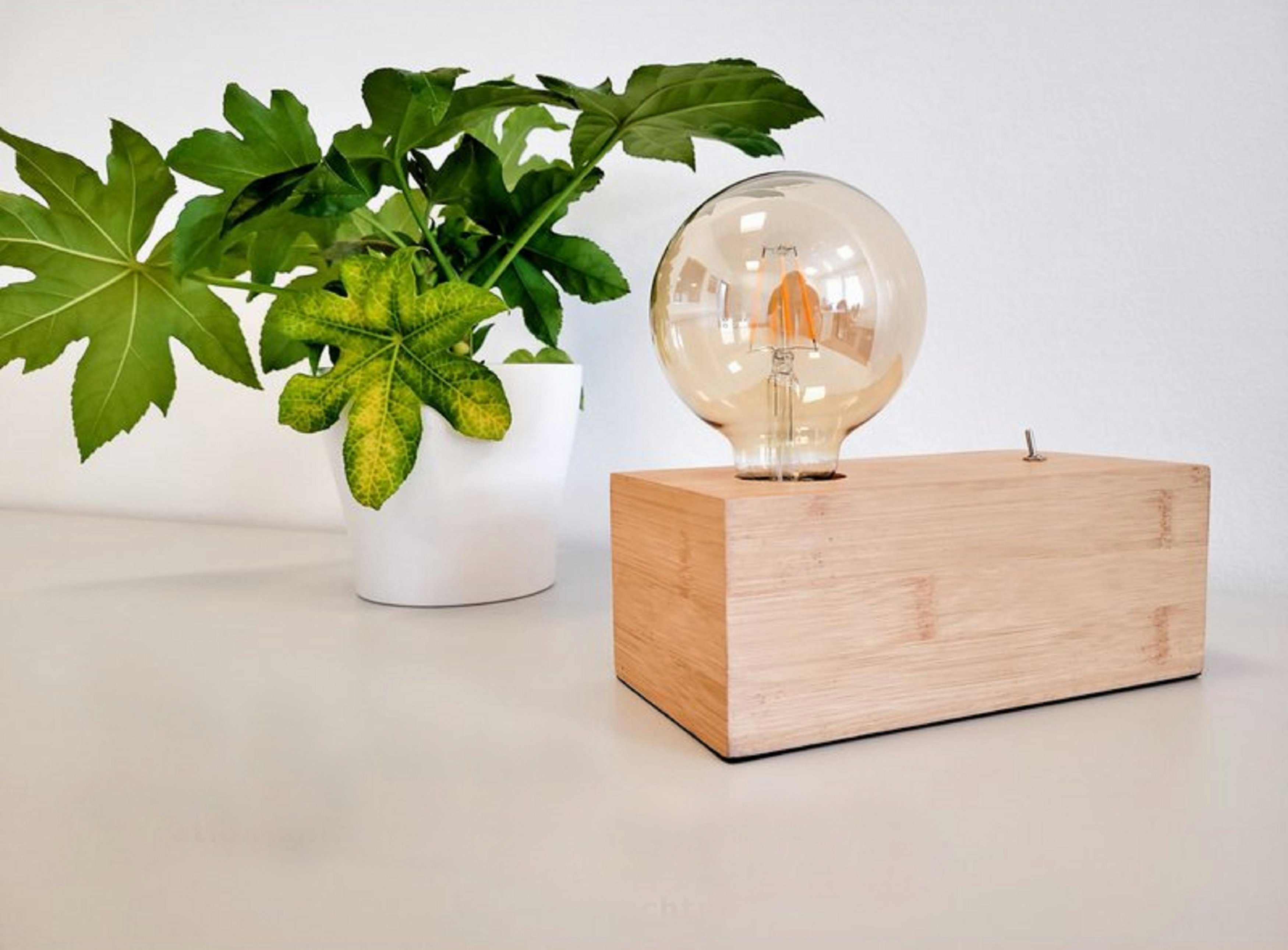 TRANGO LED Tischleuchte, 2020N-4W Tischleuchte *WOODY* Nachttischlampe Holz günstig online kaufen