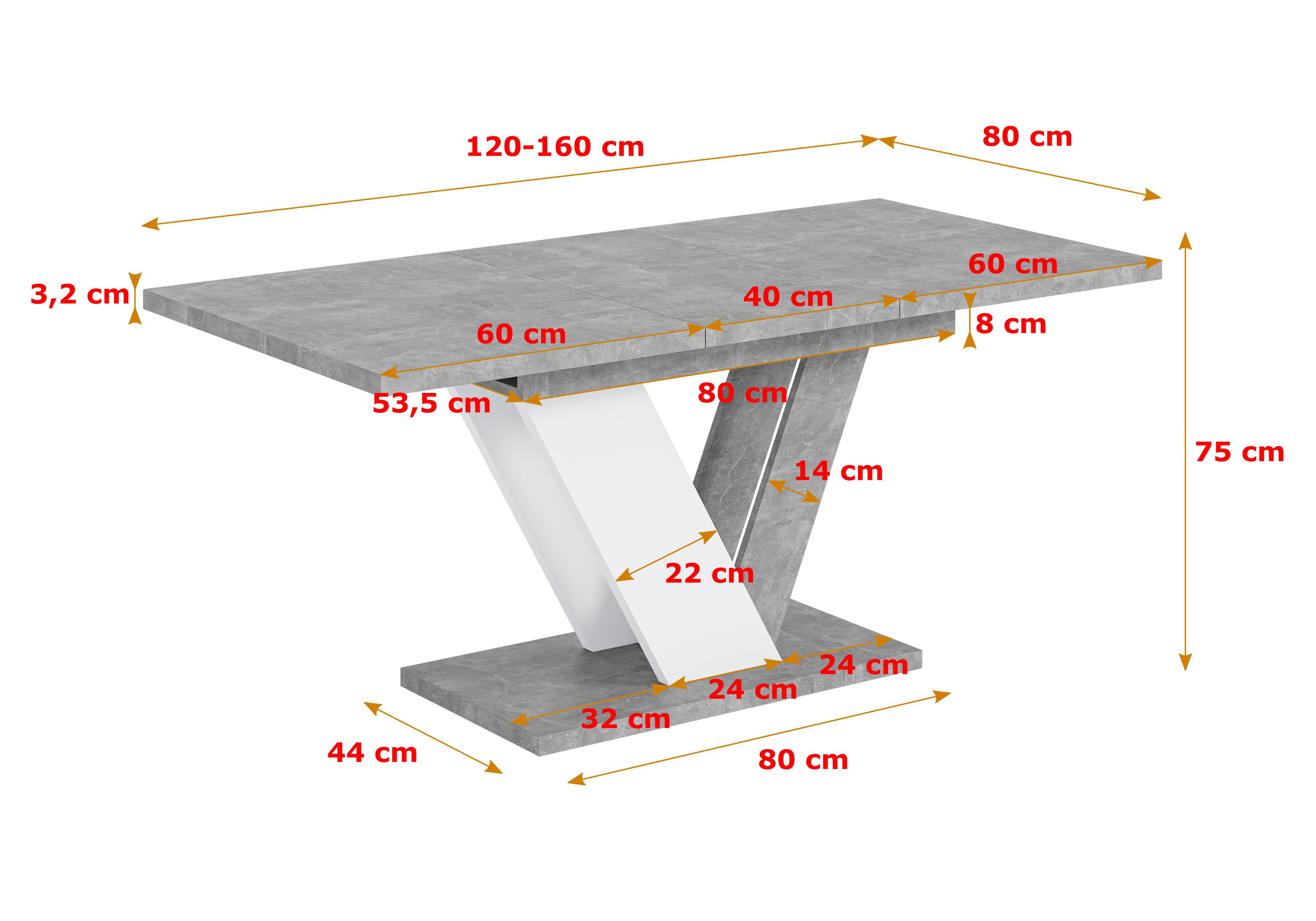 ALTDECOR Esstisch CLASI (Esstisch ausziehbar, Esszimmertische, Tisch Wohnzimmertisch), Esszimmertisch ausziehbar 120 - 160 x 80 x 75 cm – Bild 4 von 5