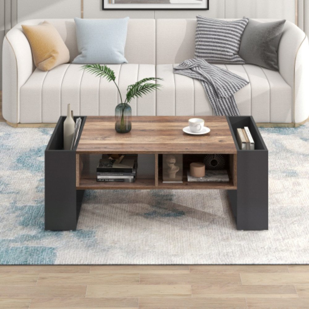 Totnz Couchtisch Couchtisch aus Holzmaserung, Wohnzimmer-Sofatisch, großer Stauraum