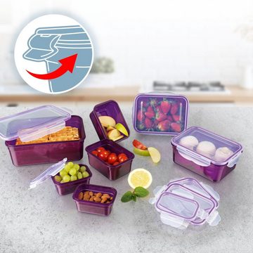 GOURMETmaxx Frischhaltedose Lunchbox tropfsicher, einfrieren, aufbewahren, (7er Set, 14-tlg), 2x 200ml; 2x 500ml; 2x 1100ml; 1x 2100ml