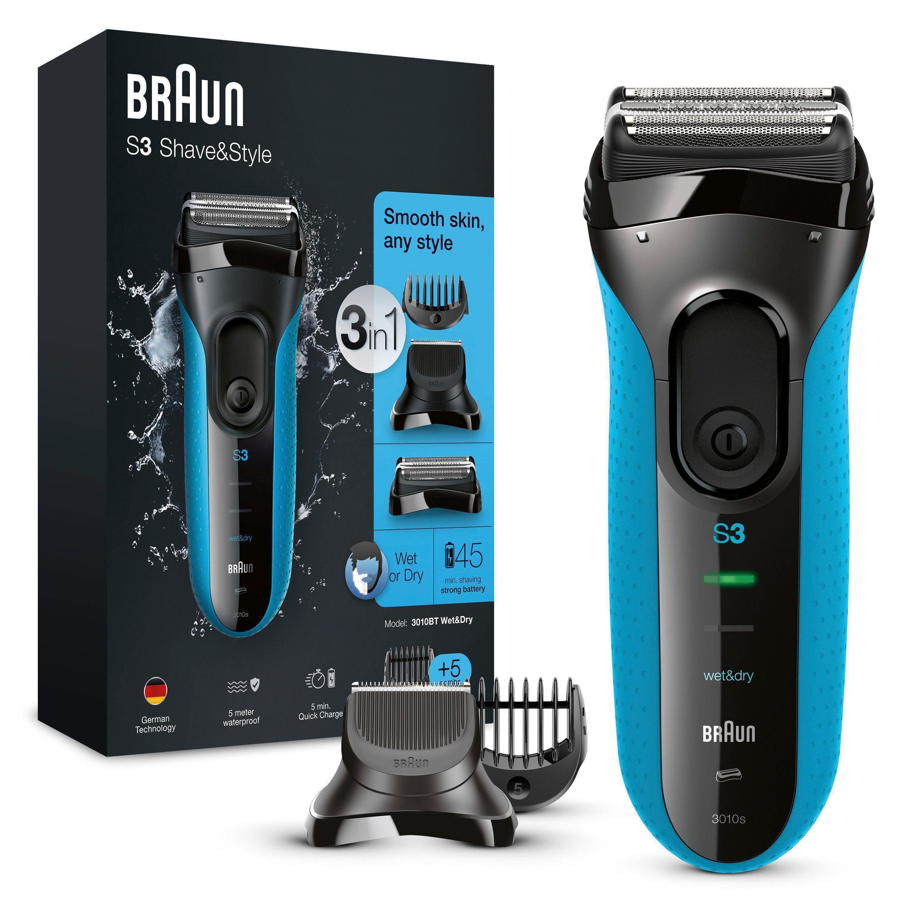 Series Braun Akkulaufzeit 3 30 Elektrorasierer Wet&Dry, Shave&Style Minuten 3010BT,