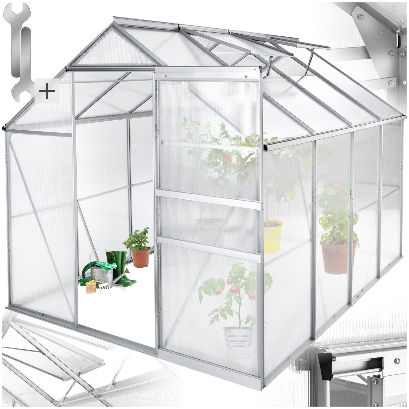 tectake Gewächshaus Treibhaus aus Aluminium, UV-beständig, günstig online kaufen