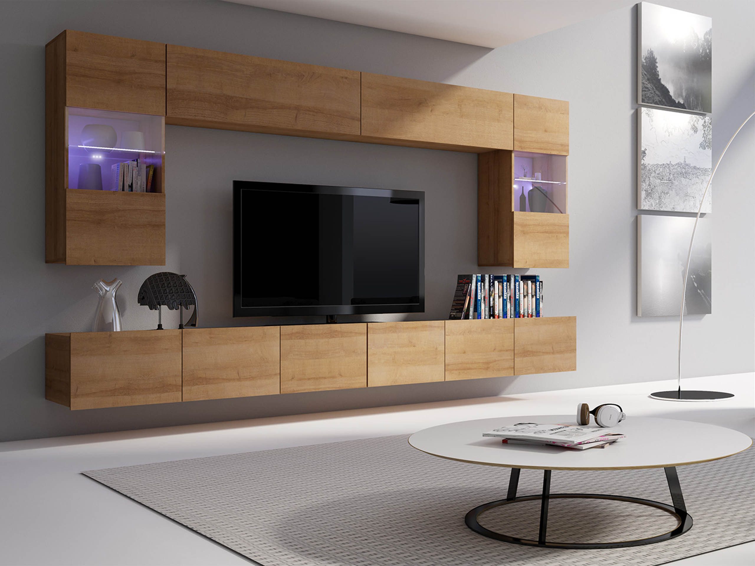 MIRJAN24 Wohnwand Calabrini I, (6er-Set, 2x TV-Lowboard, 2x Wandregal, 2x H günstig online kaufen