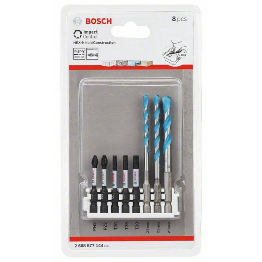 BOSCH Bit-Schraubendreher Impact Control Schrauberbitpack, 8-teilig, gemischt 2608577144