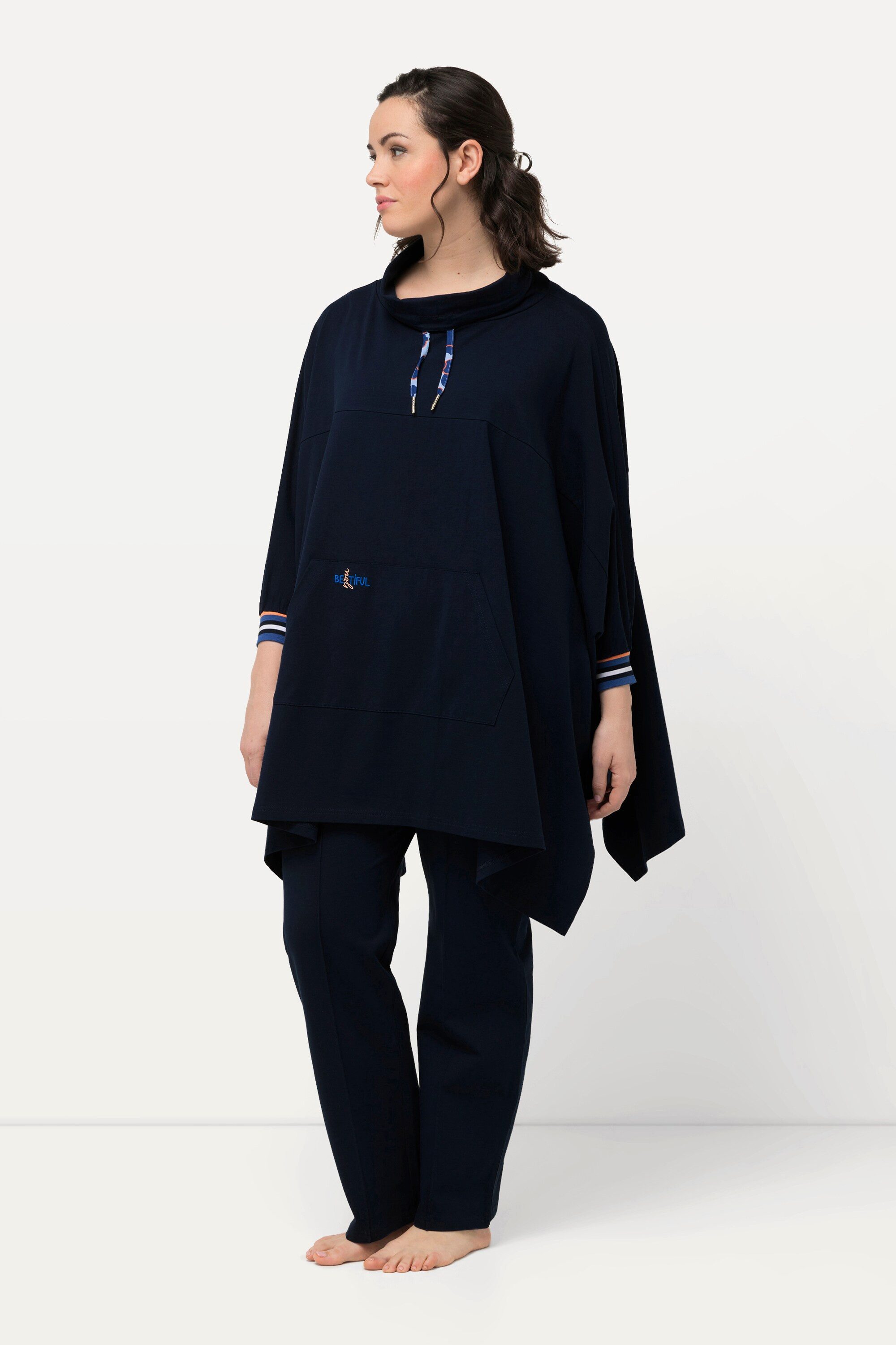 Ulla Popken Sweater Loungewear-Poncho oversized Stehkragen Langarm