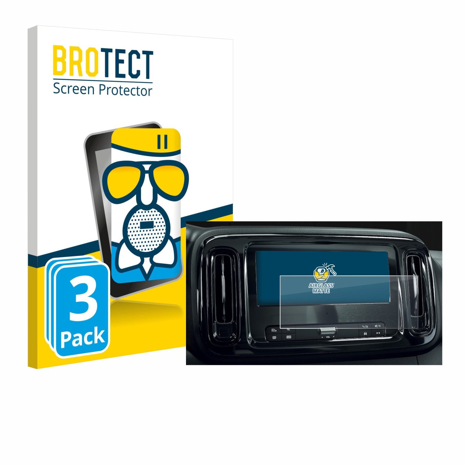 BROTECT Displayschutzglas Folie für Mercedes-Benz Vito MBUX 10.25" (2022), 3 Stück, Schutzfolie Glas Panzer Display Schutz matt
