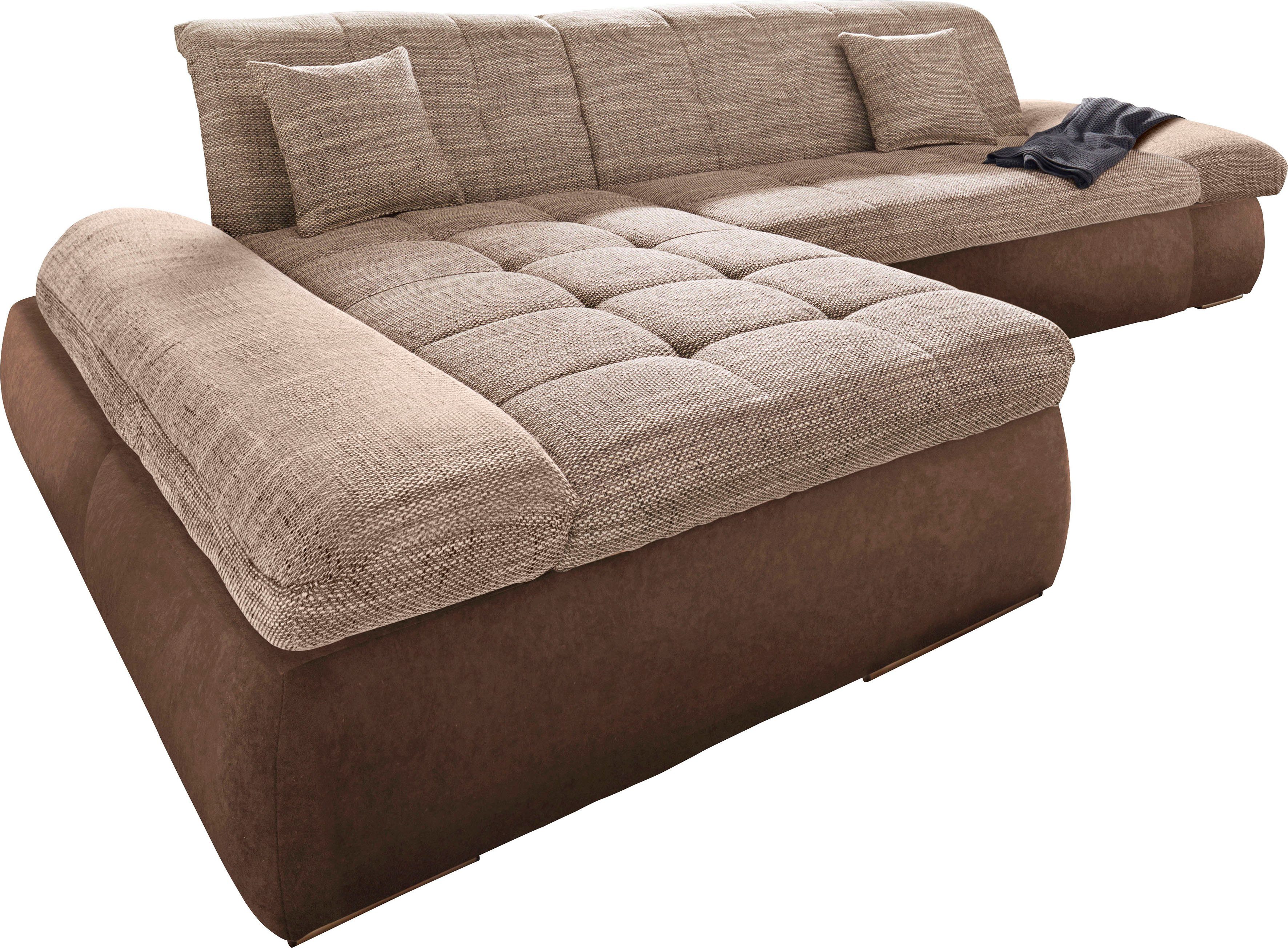 DOMO collection Ecksofa PB MORIC wahlweise mit Bettfunktion + Armteilverstellung, L-Form, im XXL-Format, B/T/H:300/172/80 cm, feine Steppung