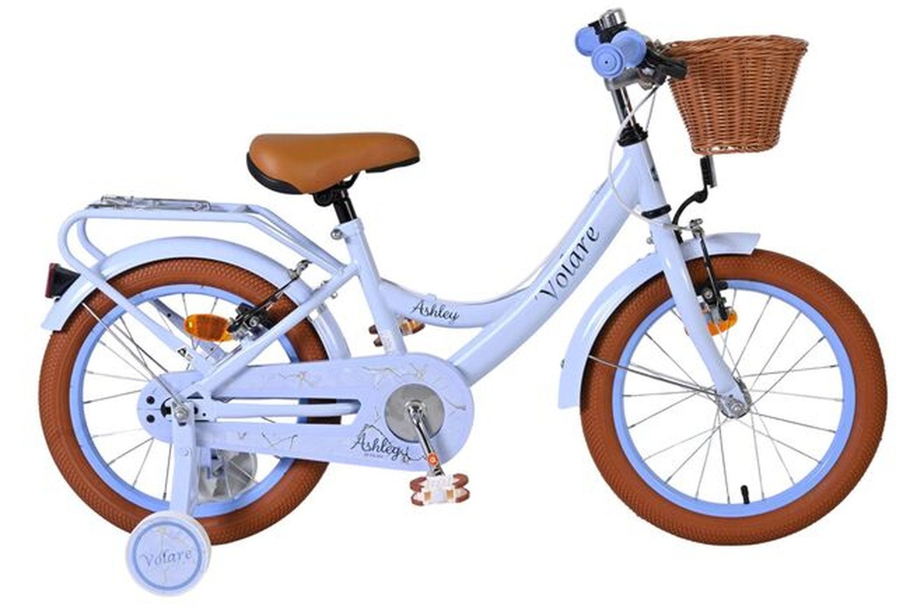 Kinderfahrrad Ashley für Mädchen, 16 Zoll, Pastellblau, zwei Handbremsen