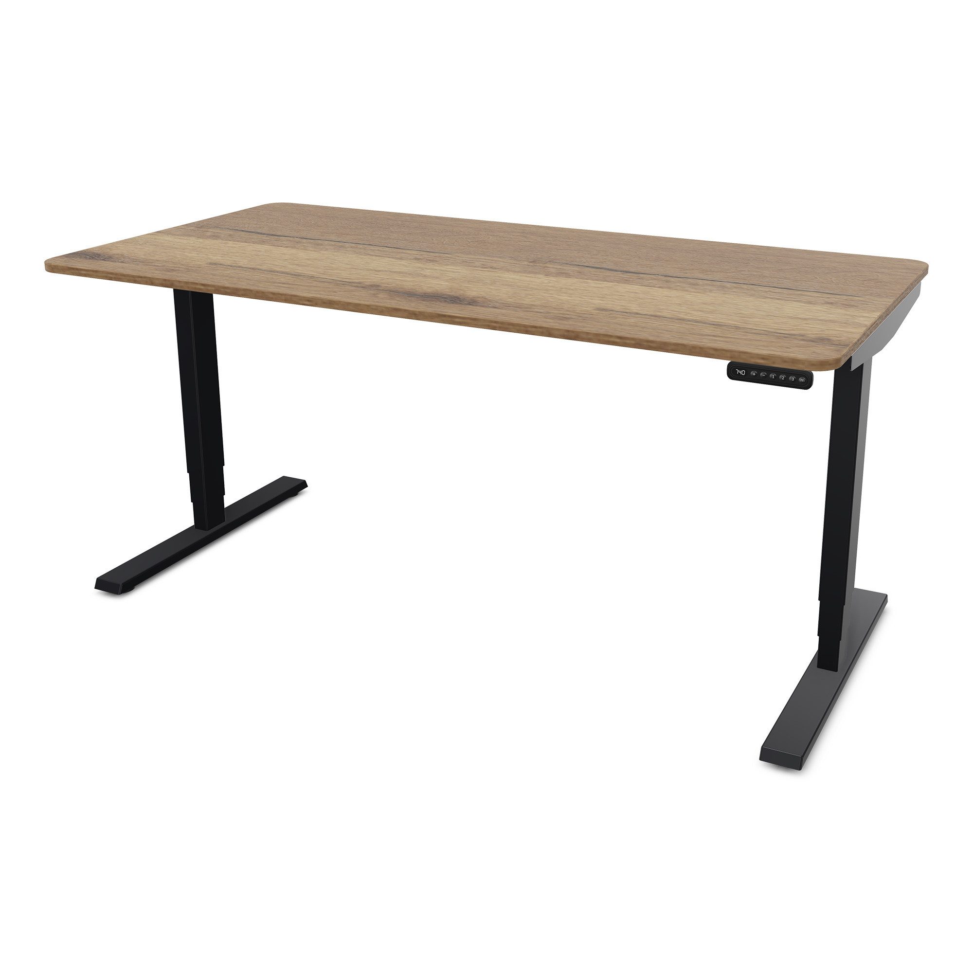 ASSMANN Büromöbel Schreibtisch Y-LINE Curved (180x80cm Schwarz Eiche Tabak Kollisions-Schutz, Elektrisch höhenverstellbar, Kindersicherung 2-fach-Motorik Doppelhub, einfache Montage, für Büro und Homeoffice), TÜV-zertifiziert, Blauer Engel, 5 Jahre Herstellergarantie