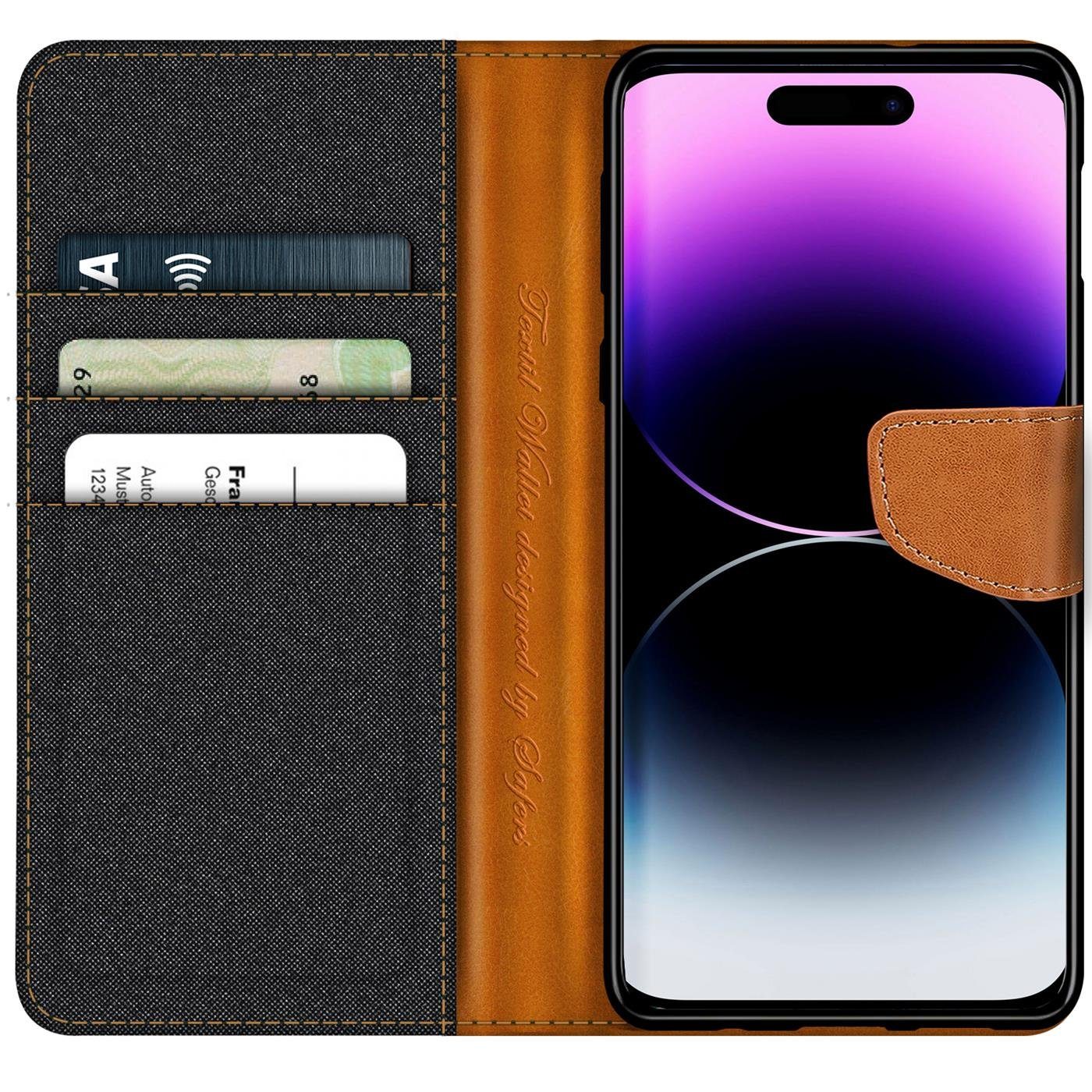CoolGadget Handyhülle Denim Schutzhülle Flip Case für Apple iPhone 14 Pro Max 6,7 Zoll, Book Cover Handy Tasche Hülle für iPhone 14 Pro Max Klapphülle