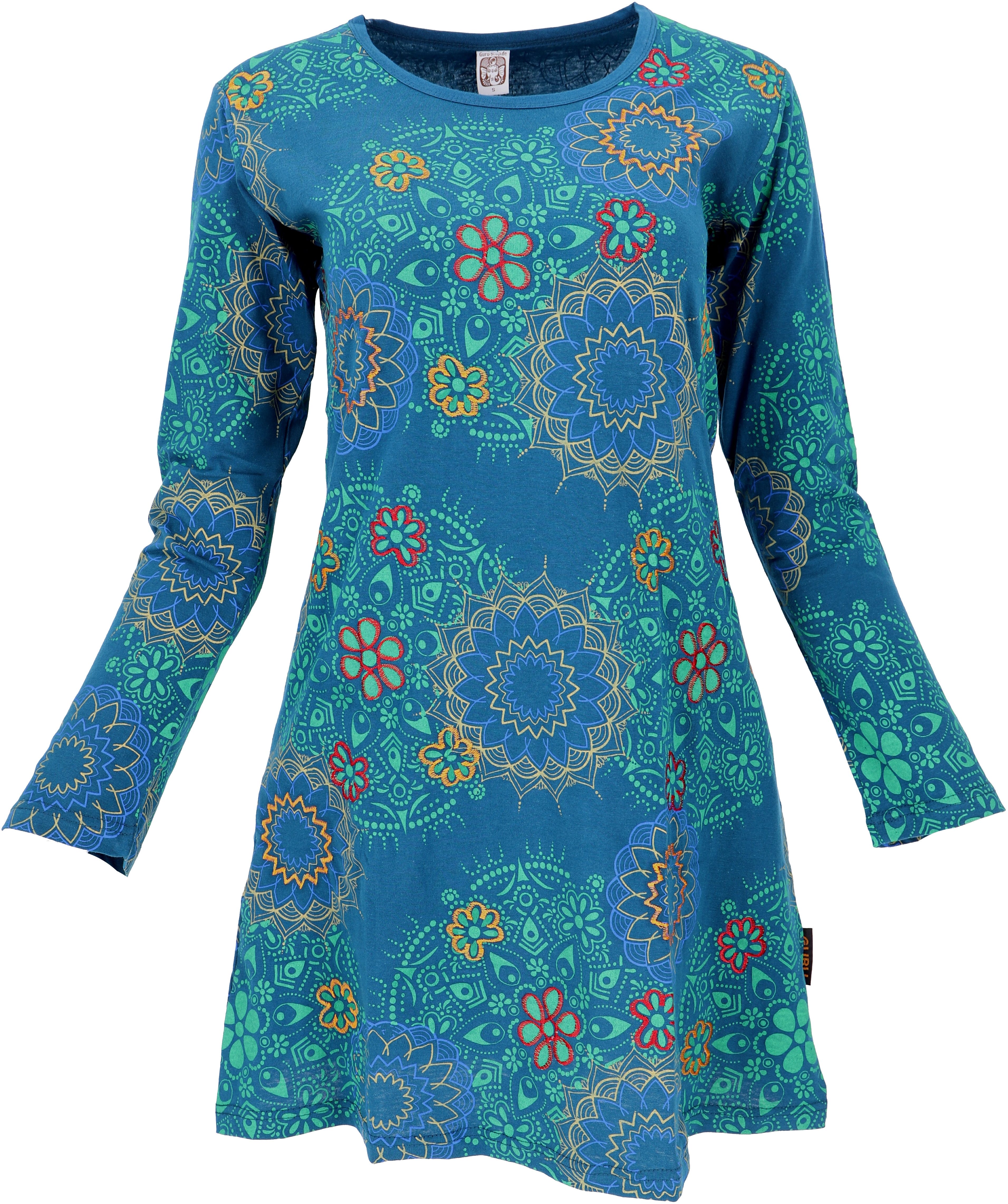 Guru-Shop Midikleid Besticktes Boho chic Minikleid, Tunika mit.. alternative Bekleidung
