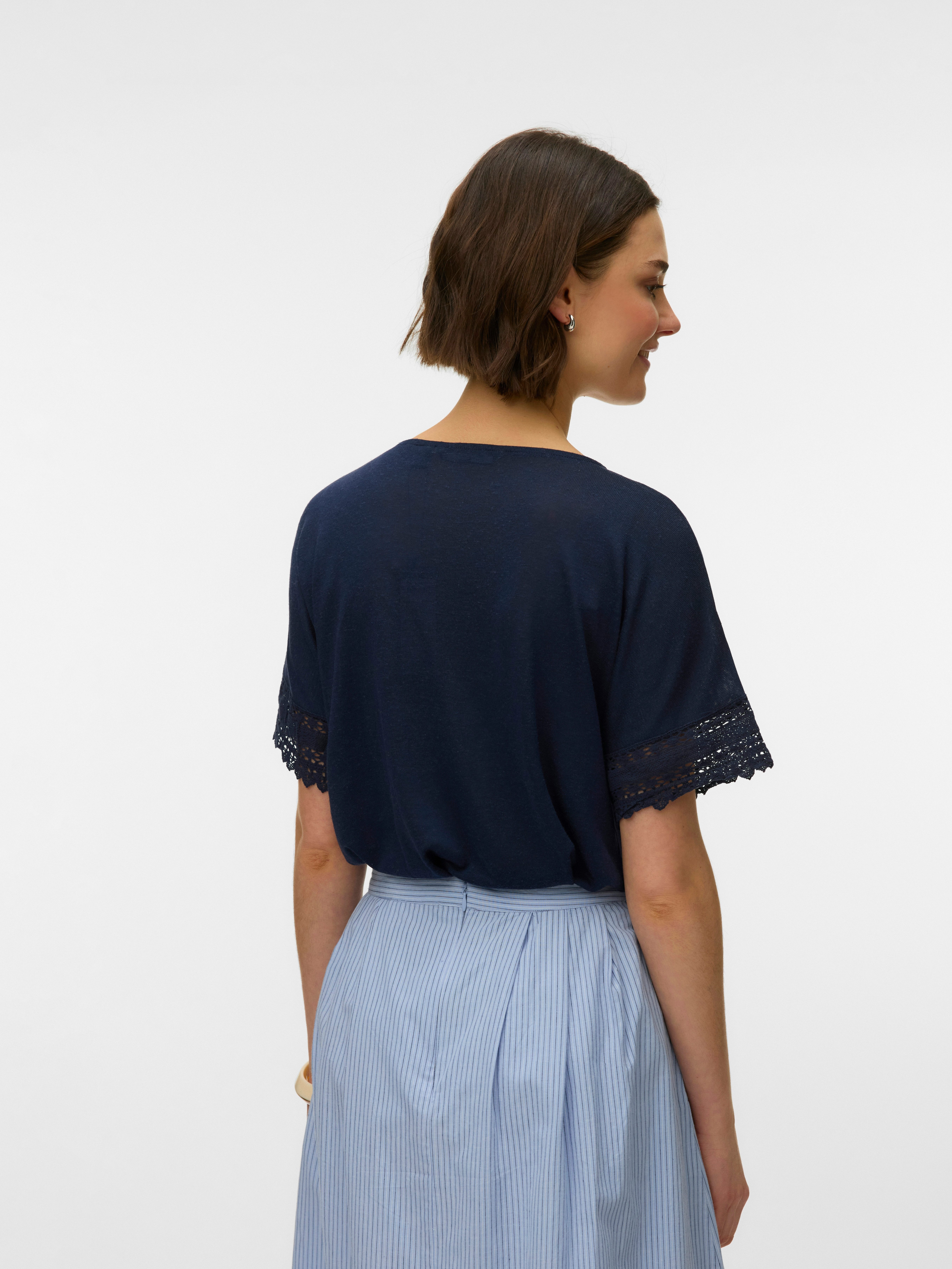 Vero Moda Kurzarmshirt VMGINA SS LACE TOP JRS Viskosemischung