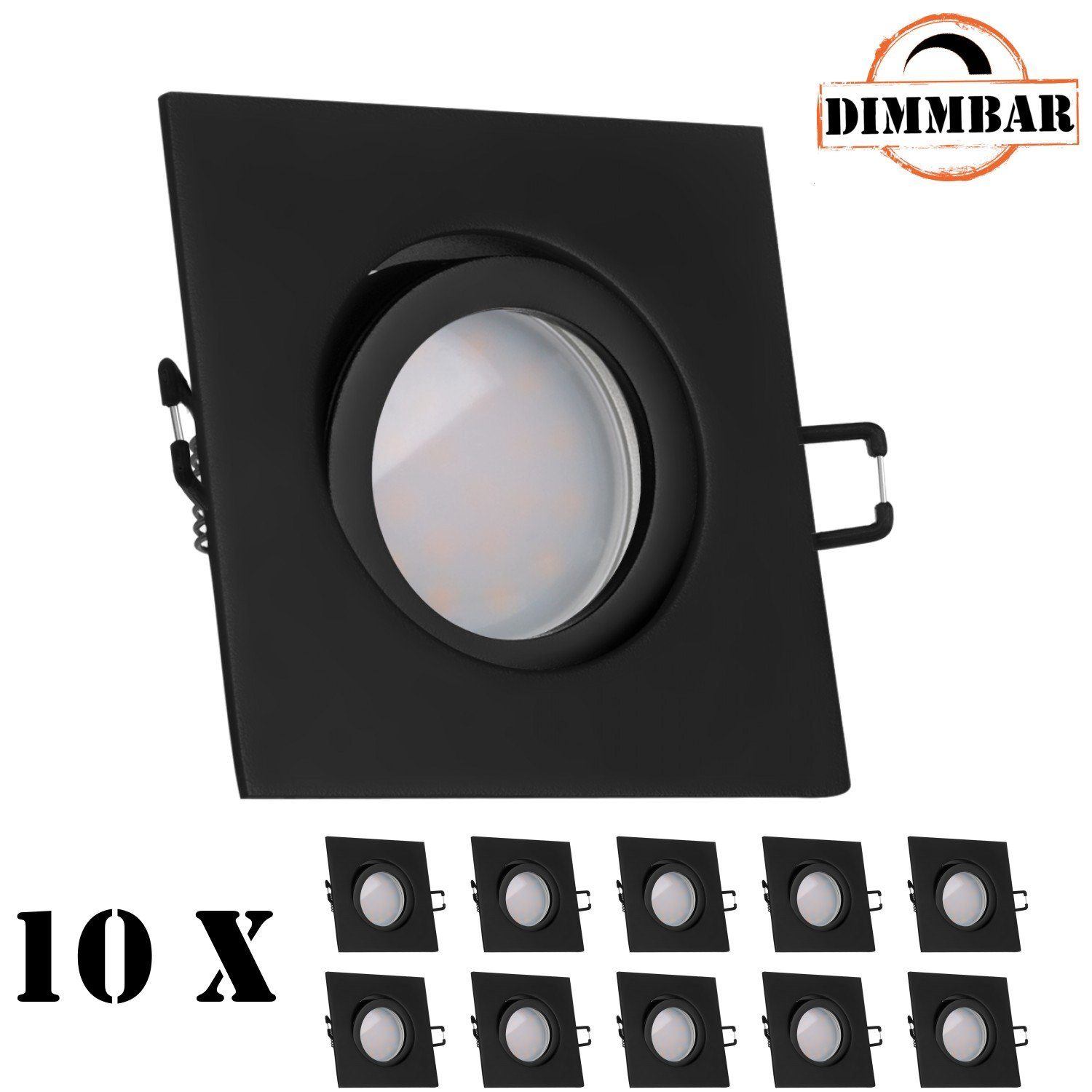 dimmbaren Set Einbaustrahler schwarz matt LED SMD LEDANDO LED flach mit Einbaustrahler extra 10er