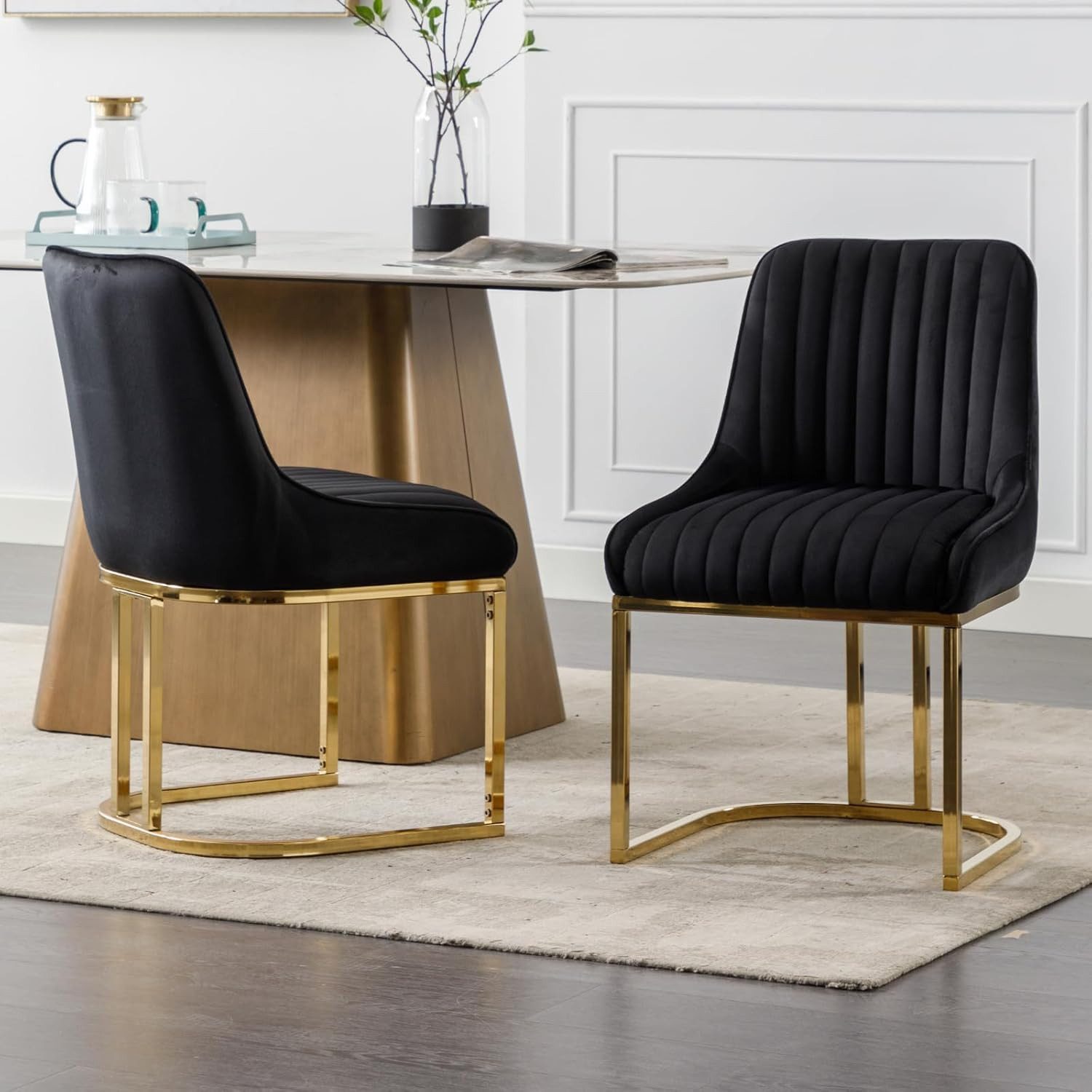 CHAIRUS Esszimmerstuhl 2er-Set, Samtstühle mit Metallbeinen für Küche & Wohnzimmer (2 St), Polsterstuhl, Küchenstuhl, Wohnzimmerstuhl, 47x53x79cm