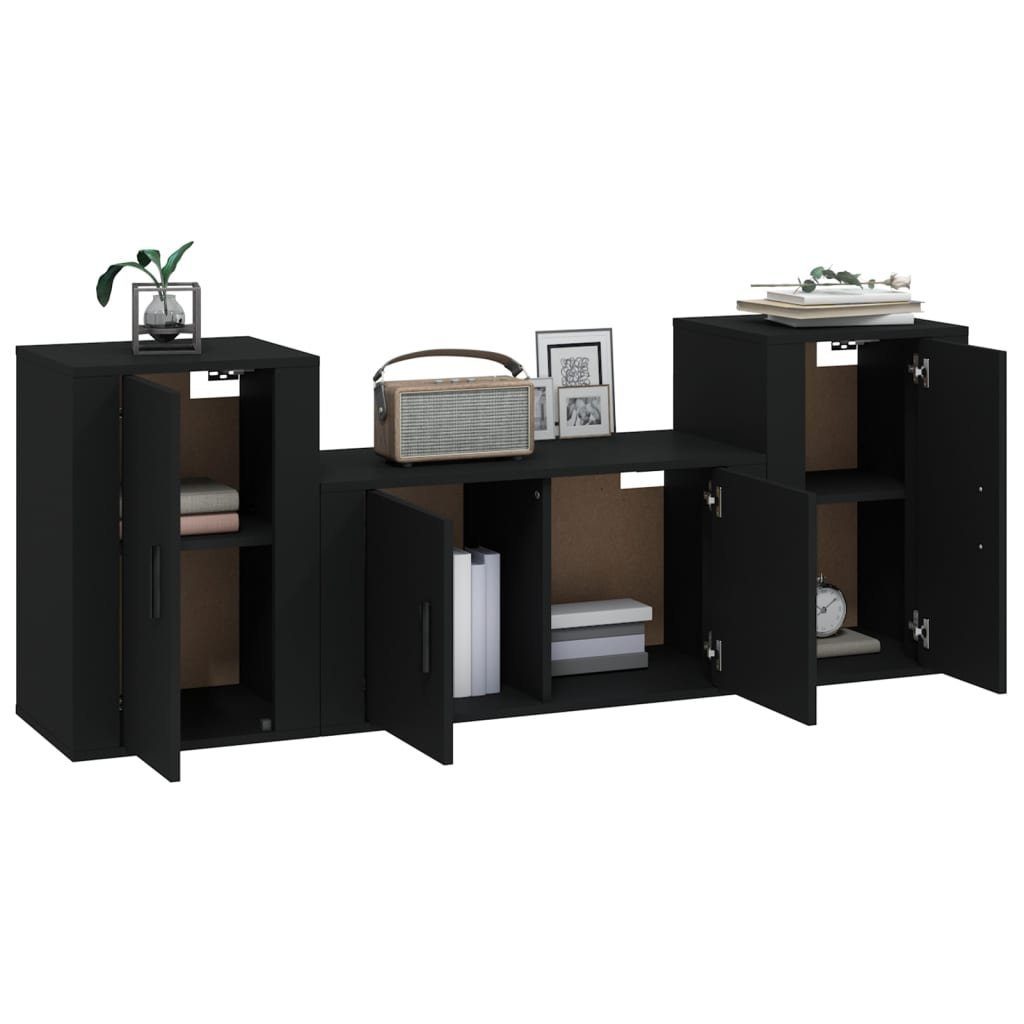 3-tlg. TV-Schrank-Set (3-St) Schwarz TV-Schrank vidaXL Holzwerkstoff