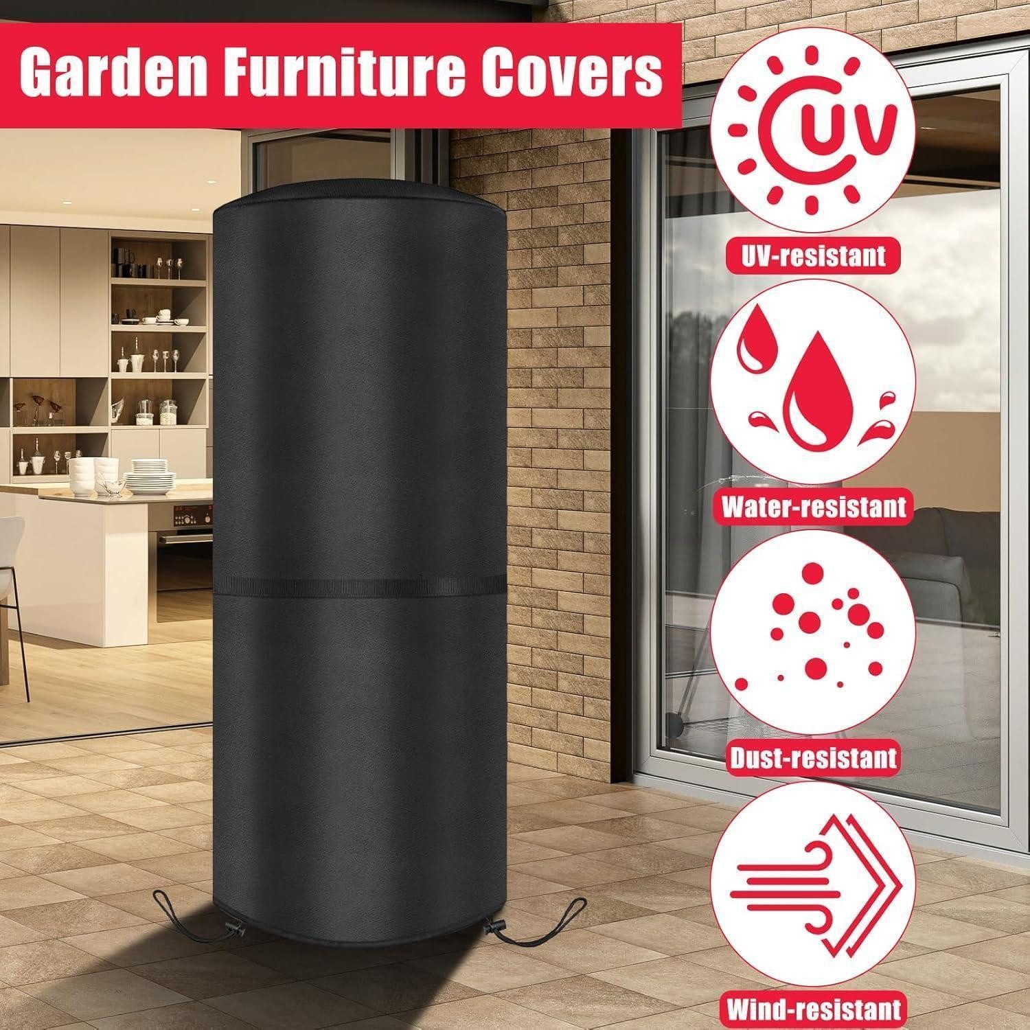 LuxusKollektion Heizstrahler-Schutzhülle Wetterschutzabdeckung Terrassenheizer 420D Oxford Schwarz 42x42x94cm
