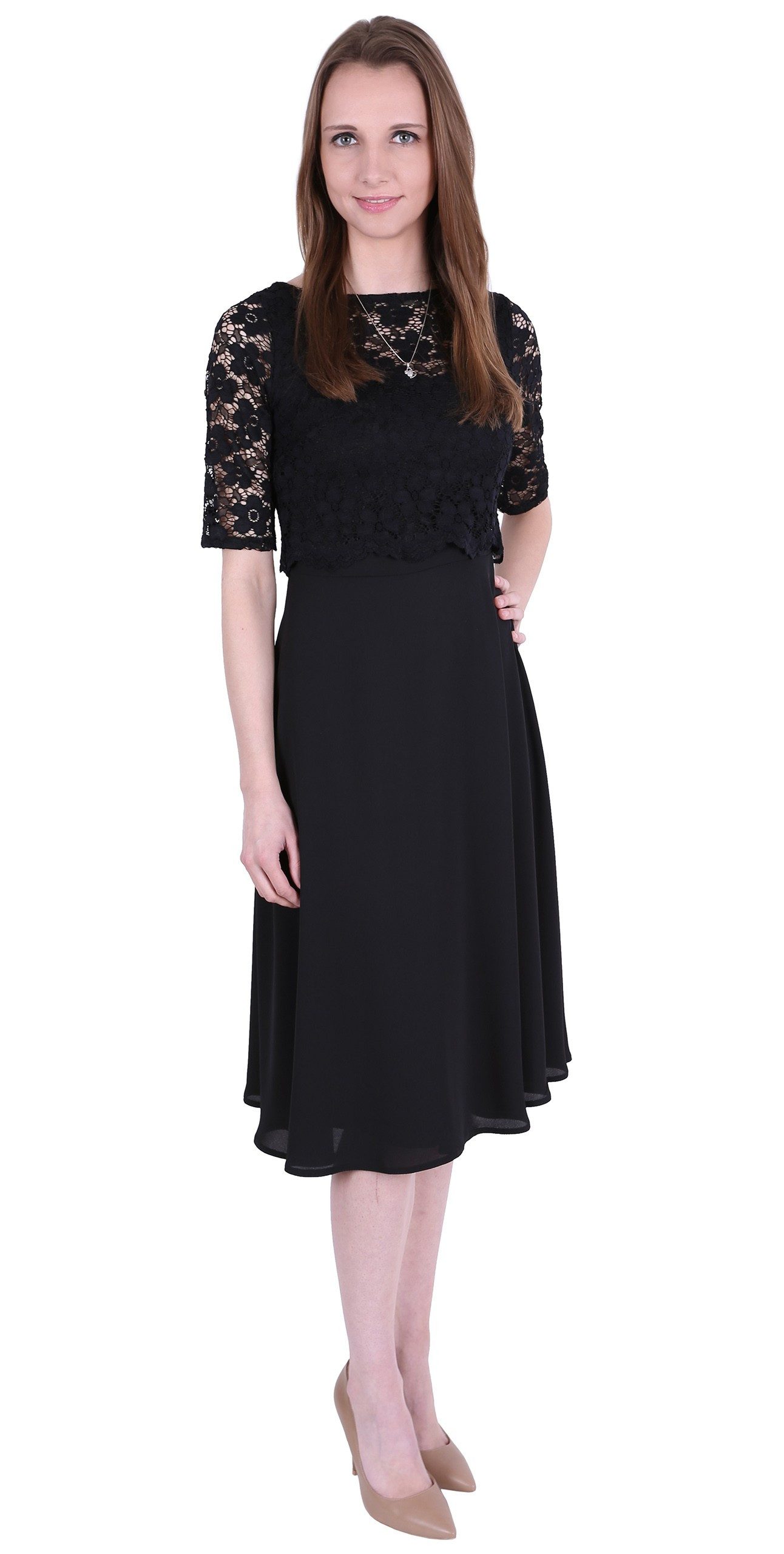 Sarcia.eu Spitzenkleid Schwarzes Midikleid mit Spitze günstig online kaufen