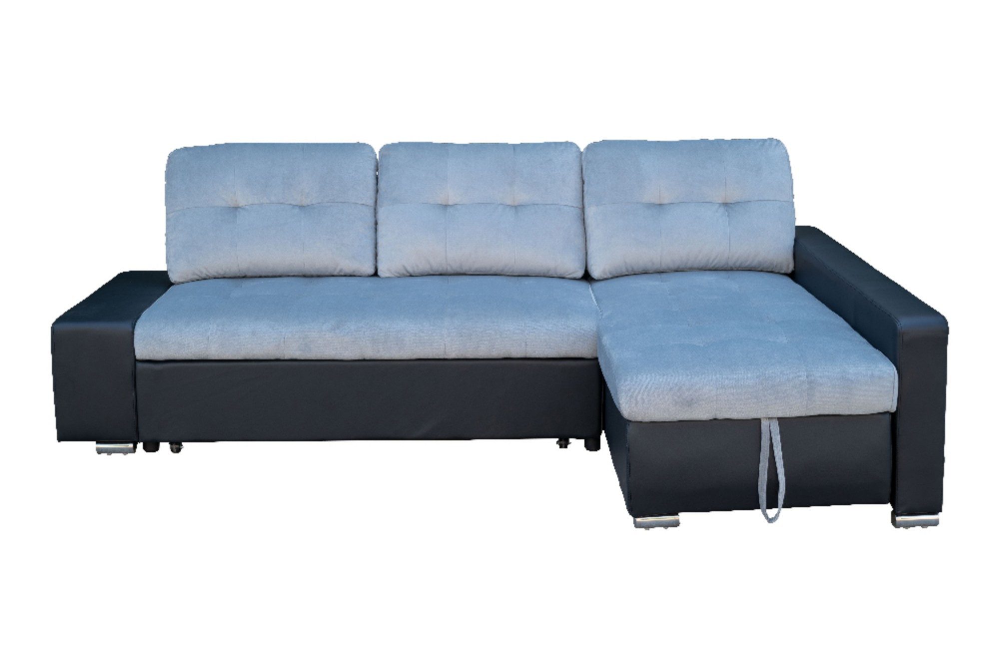 Happy Home Ecksofa Ecksofa Sofabett mit Stauraum und Bettfunktion schwarz Lederoptik