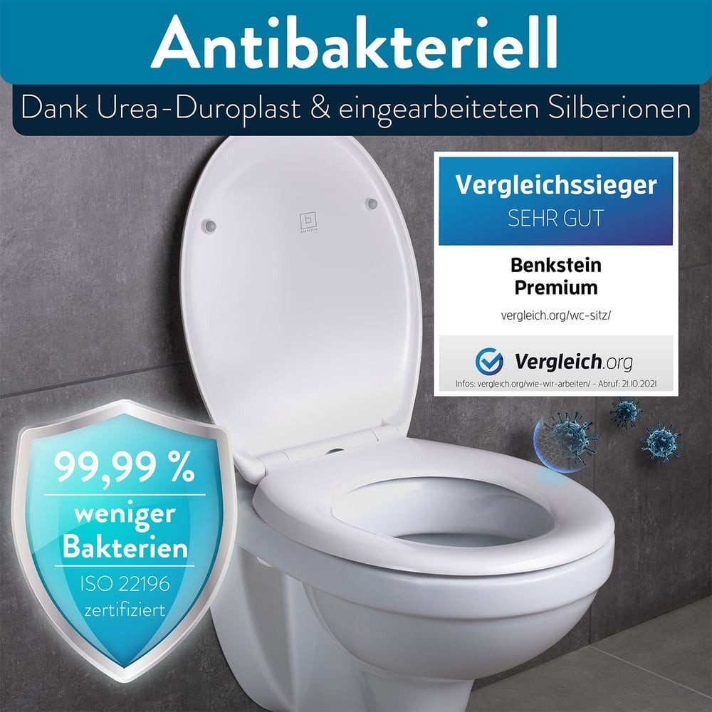 Benkstein WC-Sitz Premium Toilettendeckel antibakteriell oval günstig online kaufen