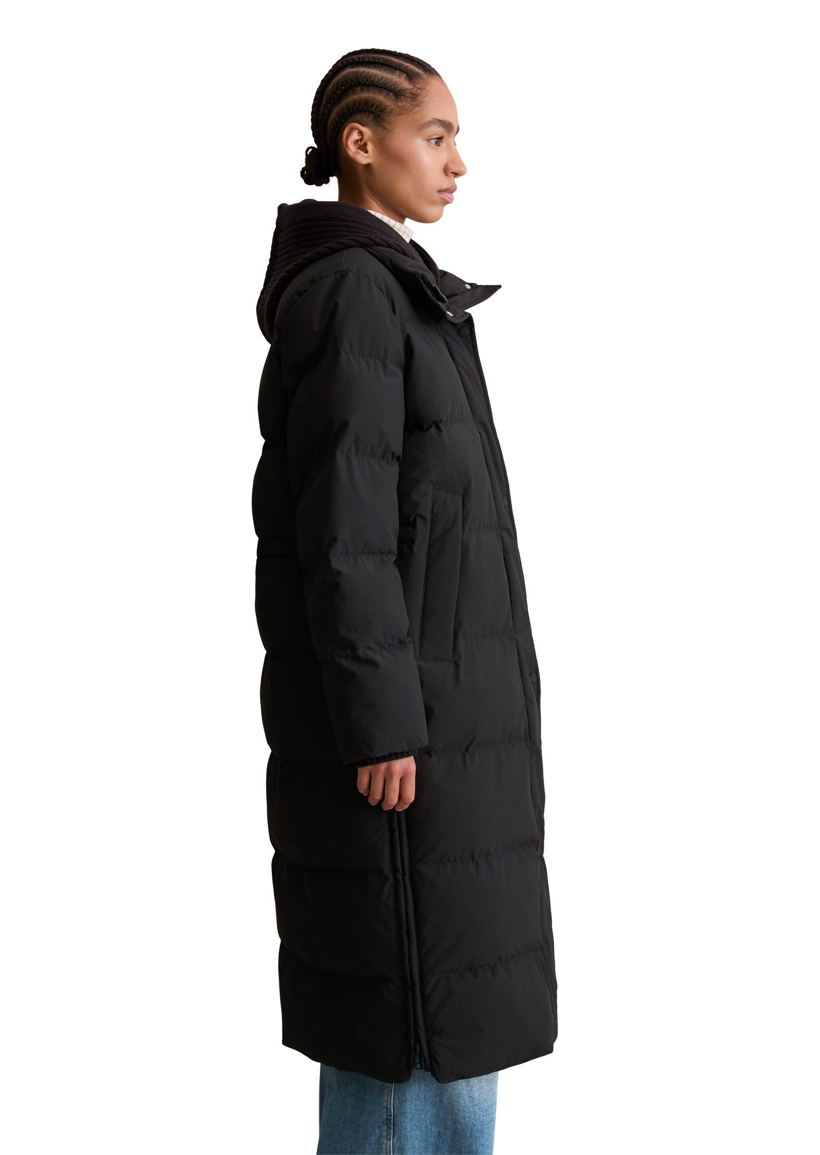 Marc O'Polo DENIM Steppmantel mit abnehmbarer Strick-Kapuze günstig online kaufen